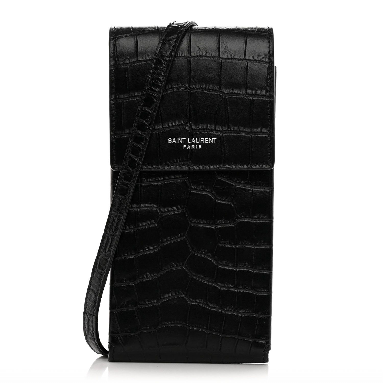Saint Laurent Paris o1bcso1str1224 Size: OS/Phone Pouch With Strap in Black Size ONE SIZE - 1 Thumbnail