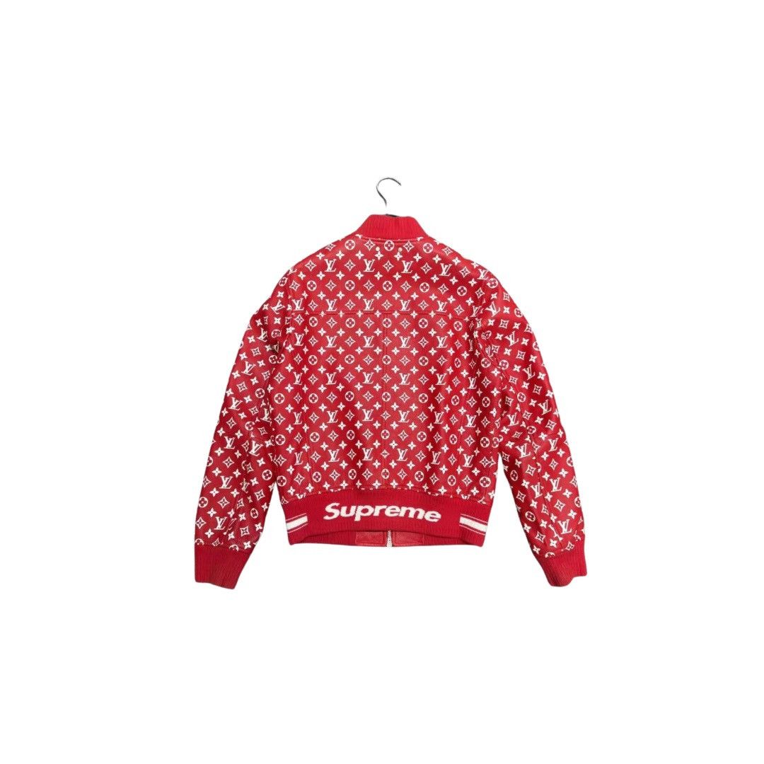 Louis Vuitton X Supreme Leather Baseball Jacket