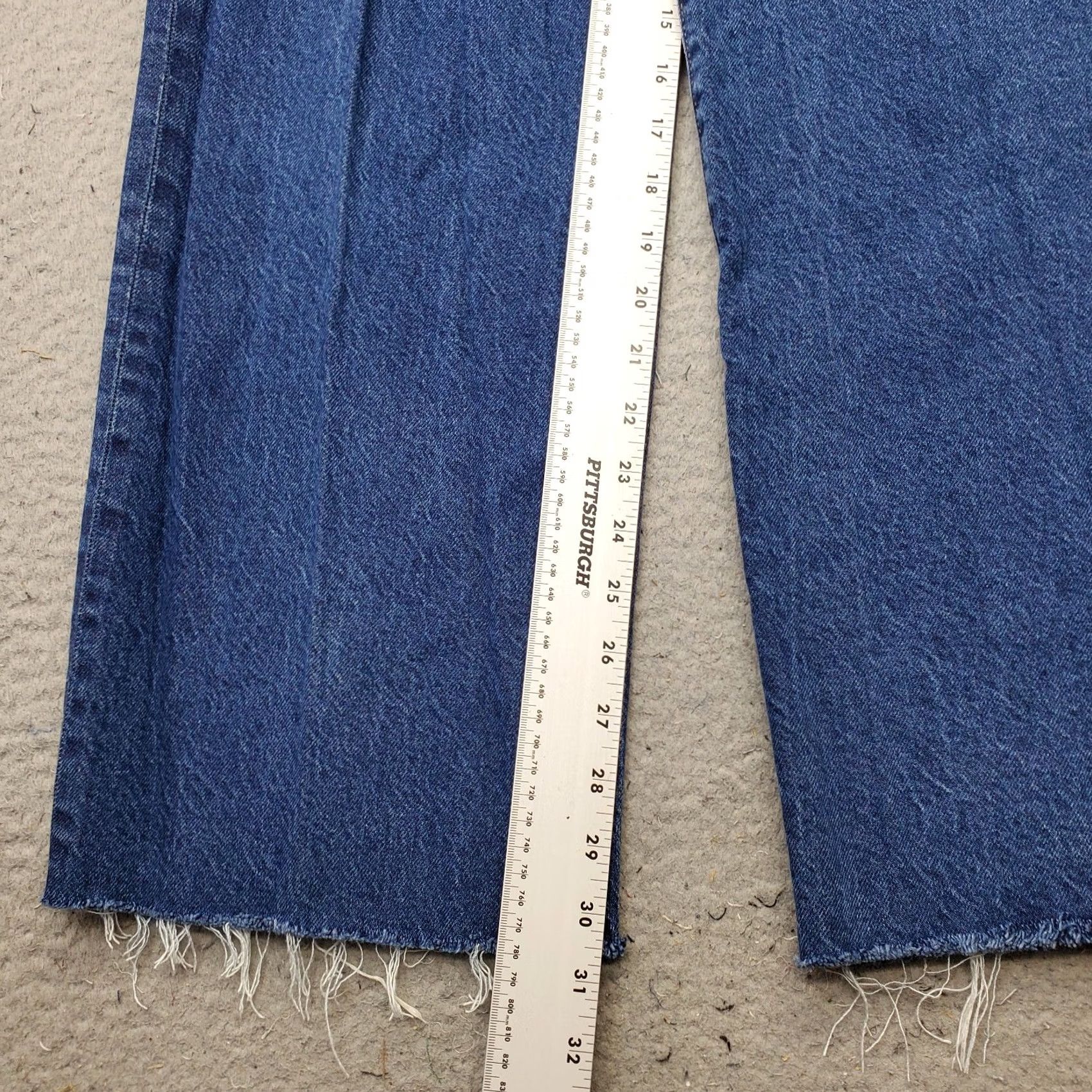 Express Express Jeans Womens 6R Blue Denim Wide Leg High Rise Frayed Hem 30.5" Inseam Straight Leg Pants Size 6 Womens Size 28" / US 6 / IT 42 - 4 Thumbnail