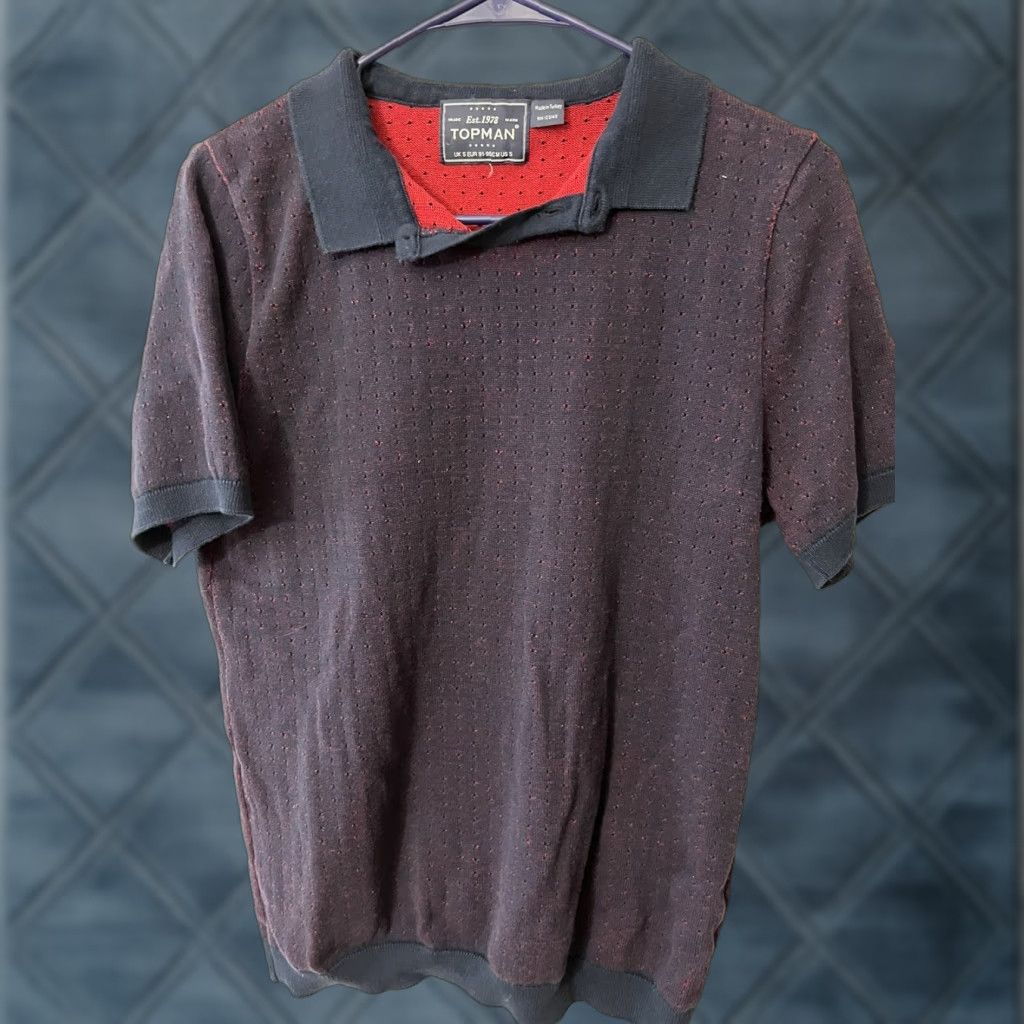 Topman VINTAGE Topman Polo Shirt Short Sleeve Blue Red Collared Cotton S Mens Small Blue Polo Golf Shirt Size US S / EU 44-46 / 1 - 1 Thumbnail