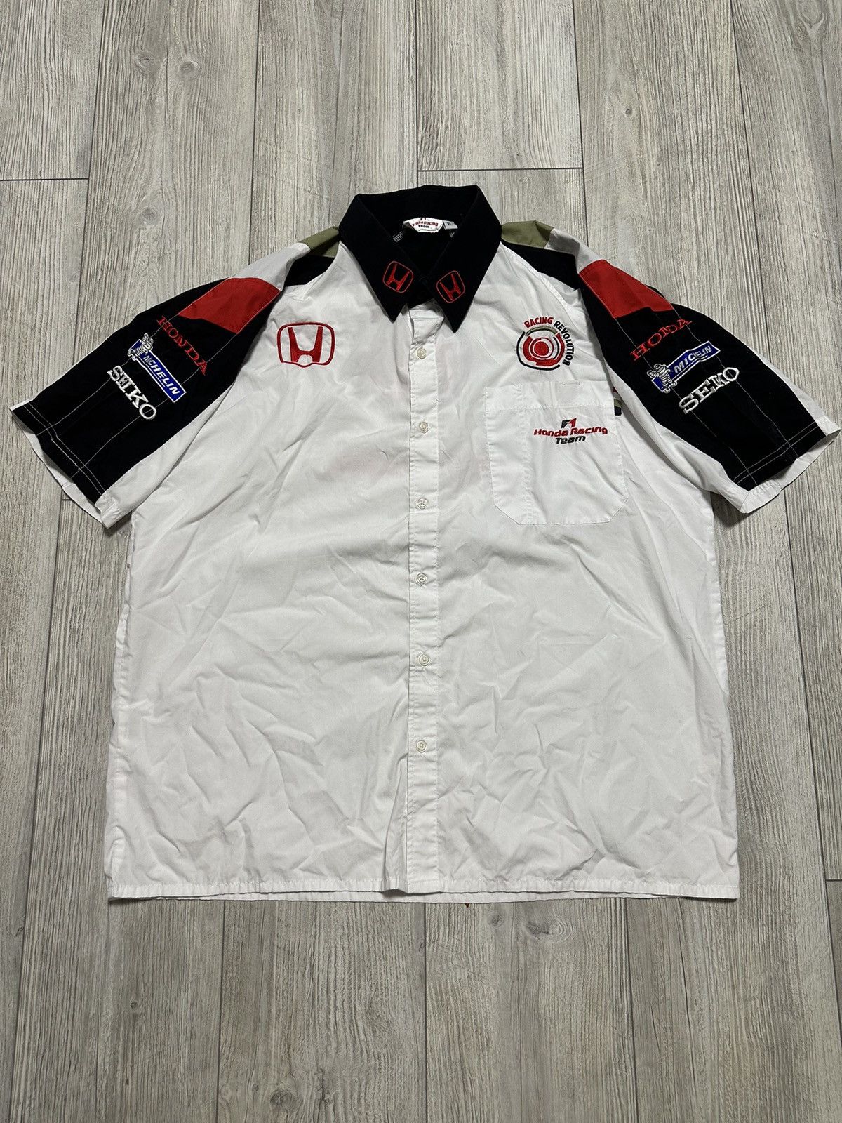 Honda Vintage F1 Honda Racing Team SS Shirt Embroidered Logo Size US XL / EU 56 / 4 - 1 Thumbnail