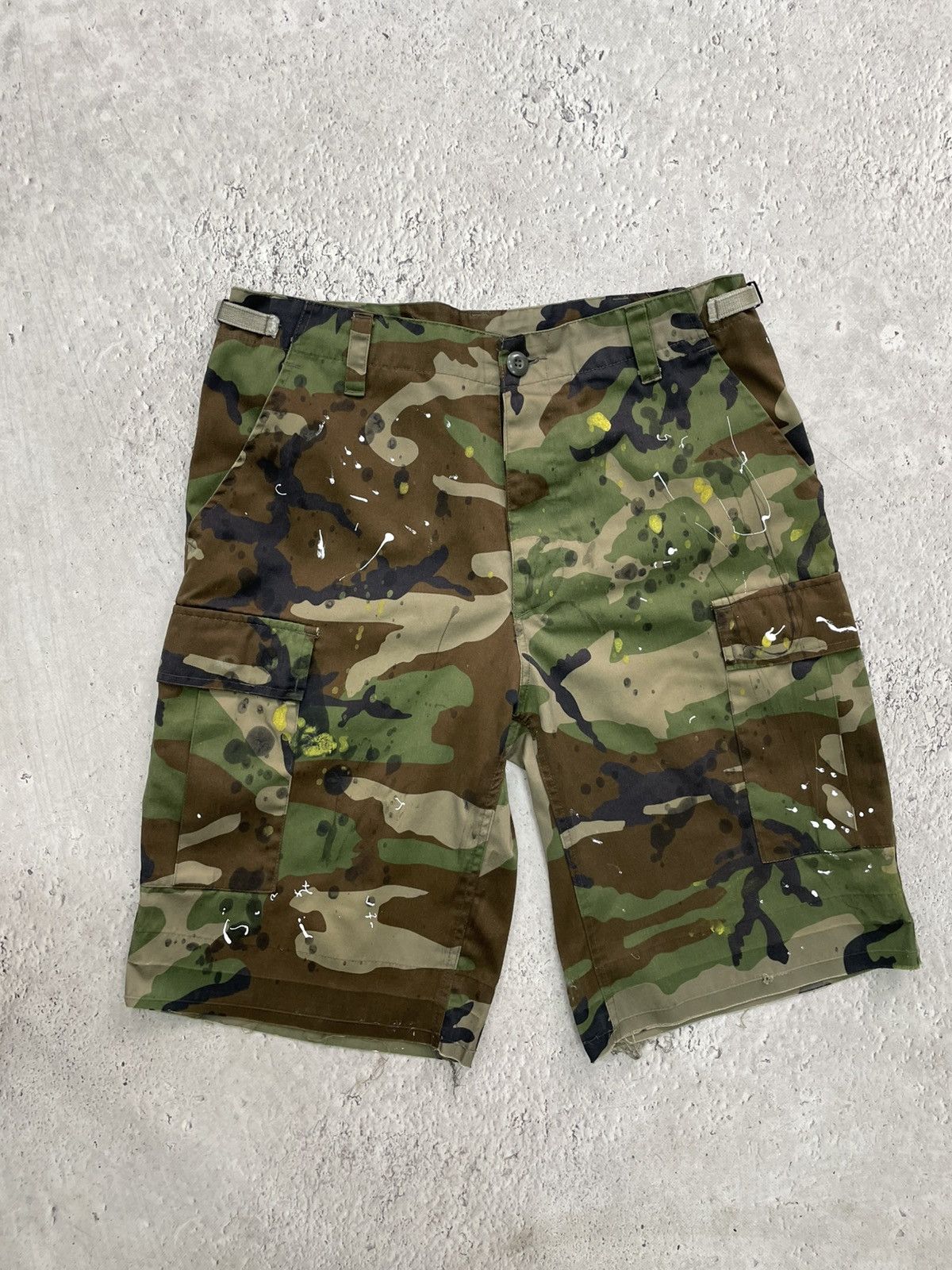 Other Vintage army military painted baggy cropped pants shorts y2k Size US 32 / EU 48 - 2 Thumbnail