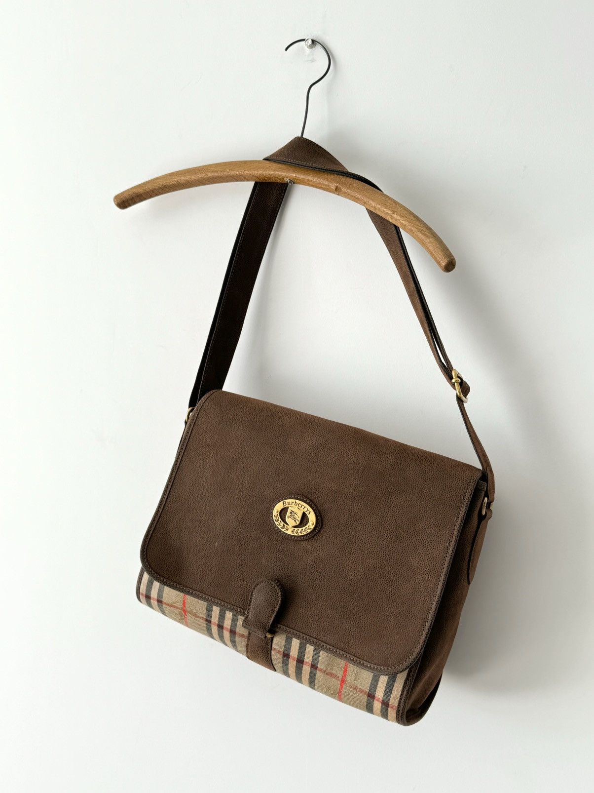 Burberry × Vintage Burberry's Nova Check Pattern Logo Boston Bag