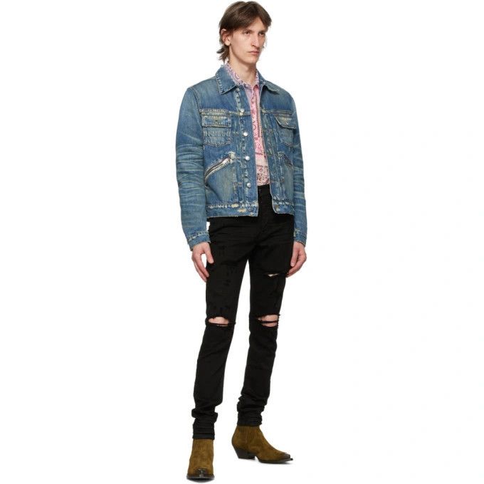 Amiri Blue Distressed Wrangler Denim Jacket Size US S / EU 44-46 / 1 - 4 Thumbnail