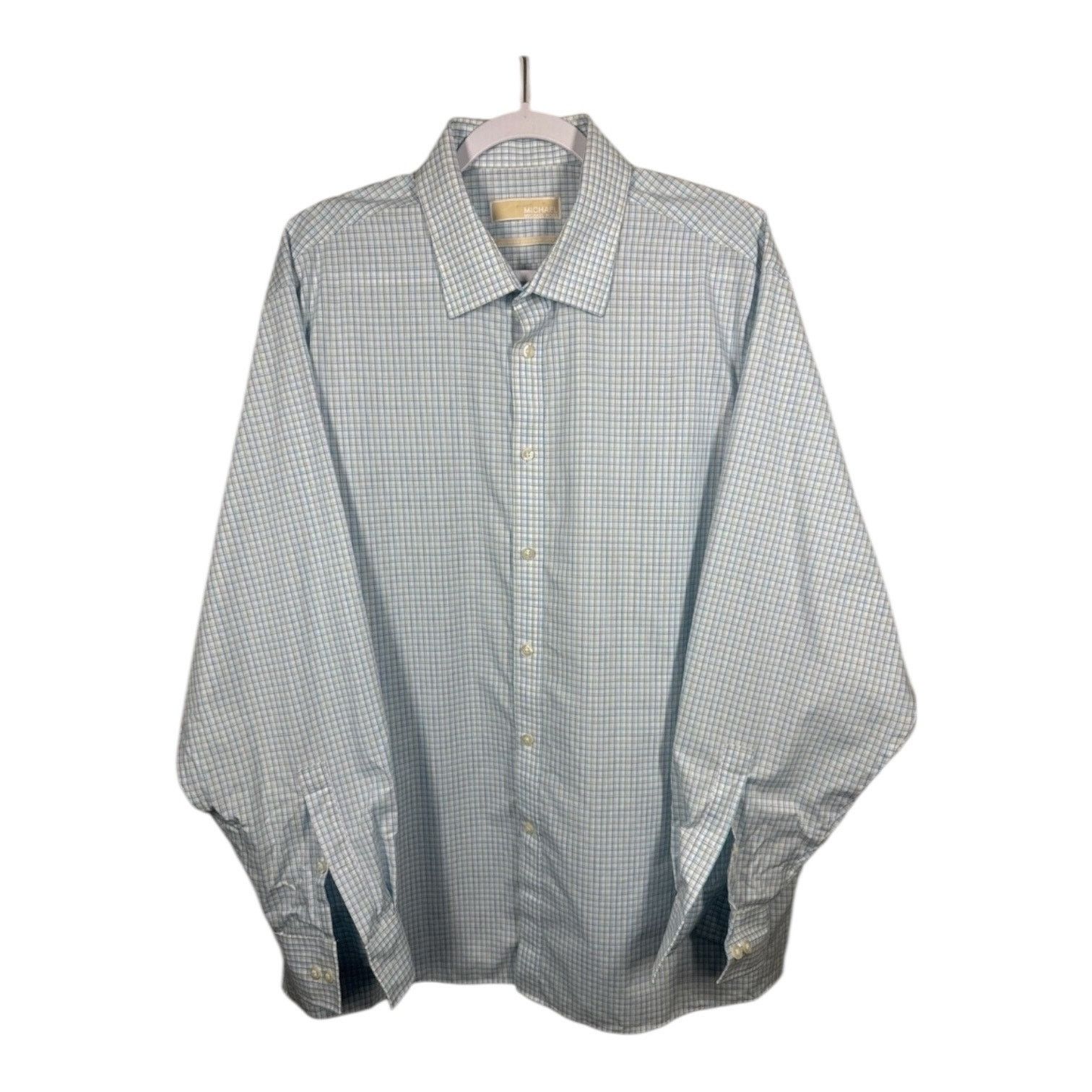 Michael Kors Michael Kors Mens Blue Plaid Dress Shirt Size XXL Size US XXL / EU 58 / 5 - 1 Thumbnail