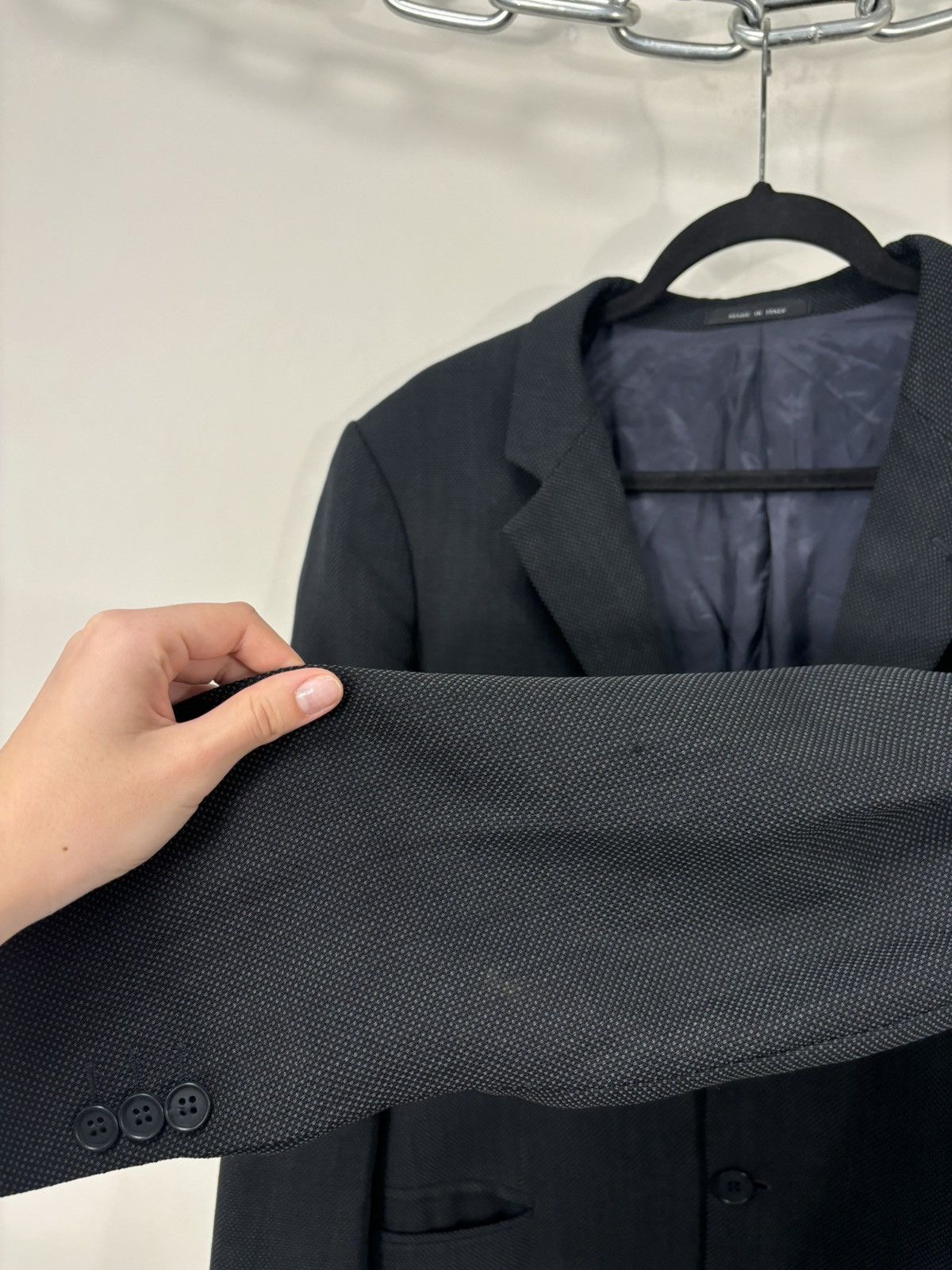 Emporio Armani Emporio Armani Men’s Birdseye Weave Gray Wool Blazer Jacket Size 40R - 11 Thumbnail
