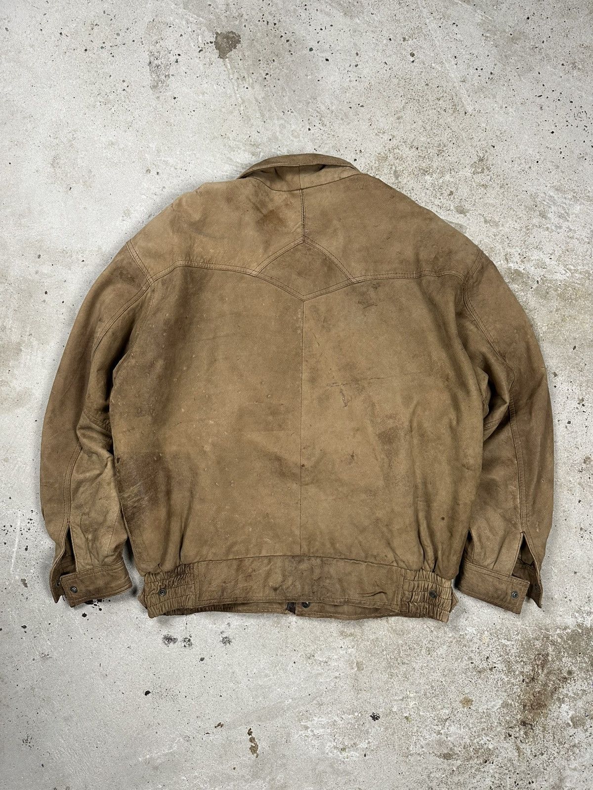 Genuine Leather × Vintage Vintage 90s Brown Distressed Utility Leather Bomber Jacket Size US L / EU 52-54 / 3 - 2 Thumbnail