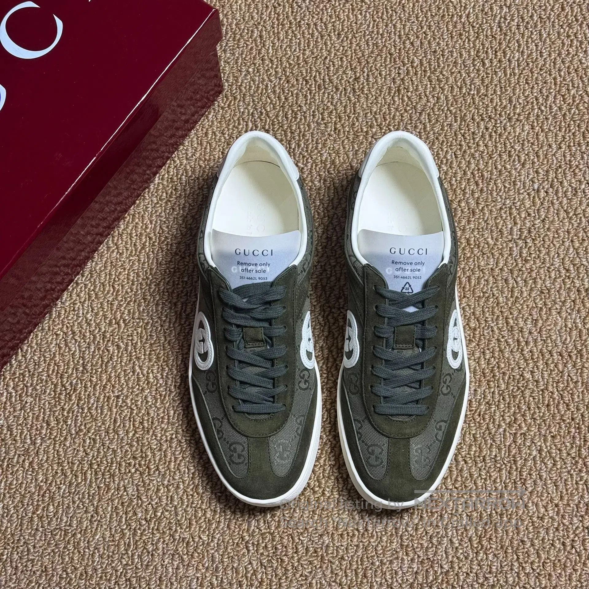 Gucci Gucci G75 Suede Low-Top Men's Green Sneakers. Size US 9 / EU 42 - 5 Thumbnail