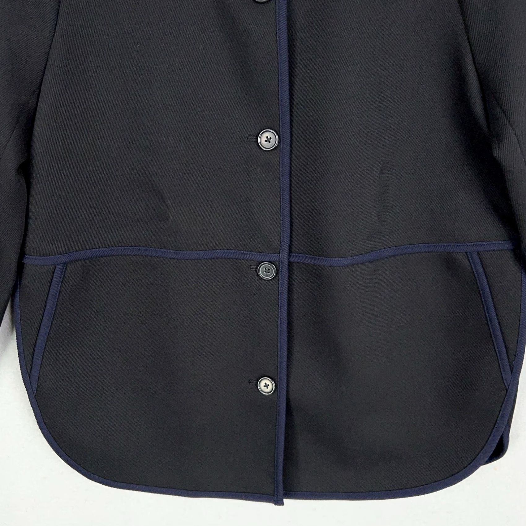 J.Crew J.CREW Jacket Women 6 Black Navy Blue Twill Blazer Mandarin Preppy Career Shirt? Size M / US 6-8 / IT 42-44 - 3 Thumbnail