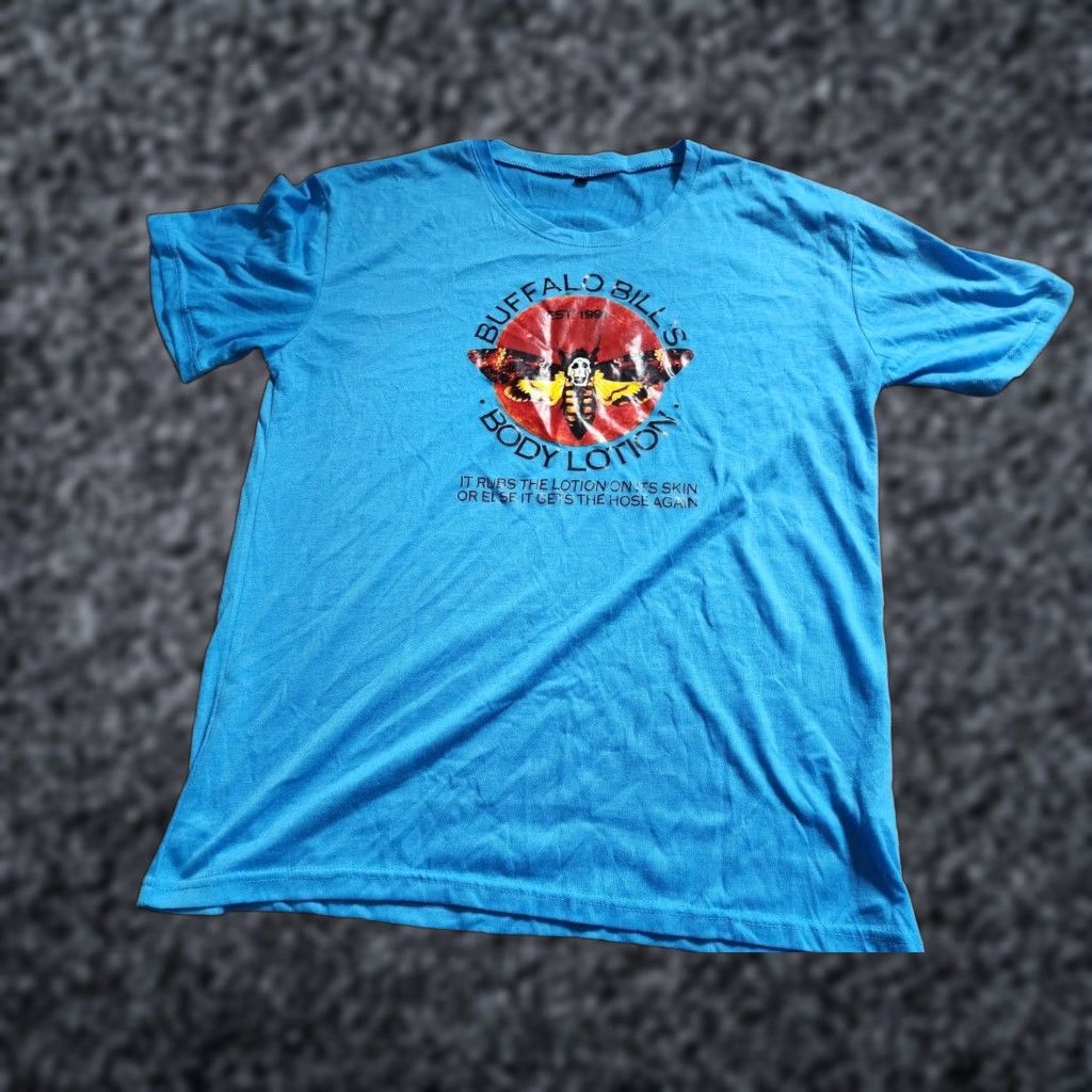 Vintage VINTAGE Silence Of The Lambs Bills Body Lotion Shirt Adult XL S/S Movie Shirt Blue Cotton Blend Slim Unisex Adults T-Shirt 90s Movies Mens Womens Size US XL / EU 56 / 4 - 1 Thumbnail