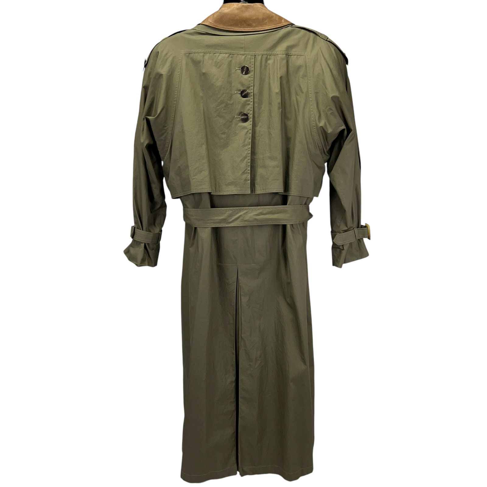 Vintage Vintage 90s Gallery Trench Coat Raincoat OD Green Womens 12 Size XL / US 12-14 / IT 48-50 - 2 Thumbnail