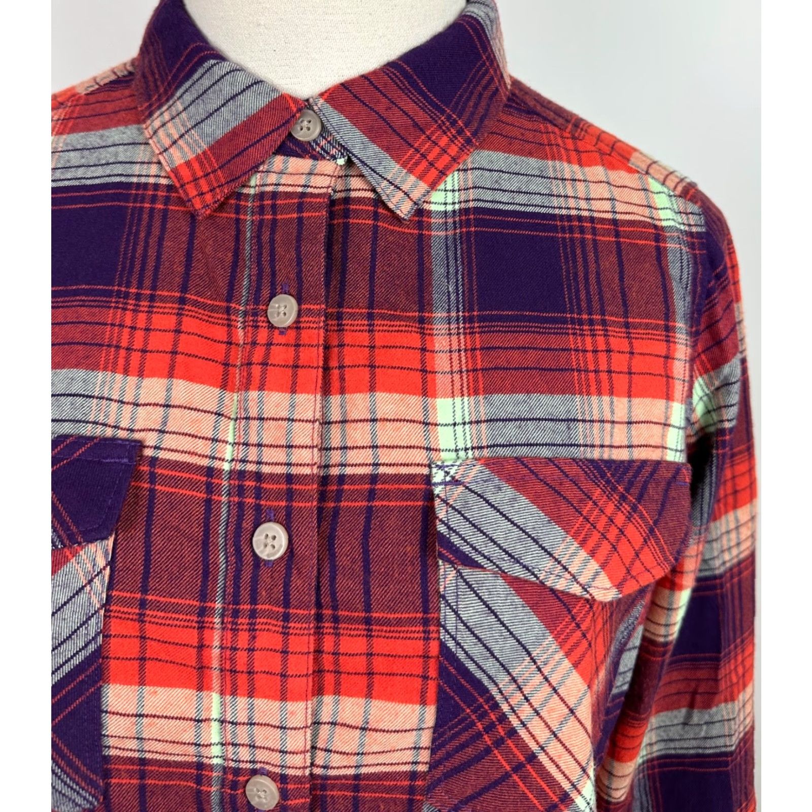 Vintage Simms Shirt Womens Small Plaid Flannel Button Up Outdoors Shadow Plaid Size S / US 4 / IT 40 - 3 Thumbnail