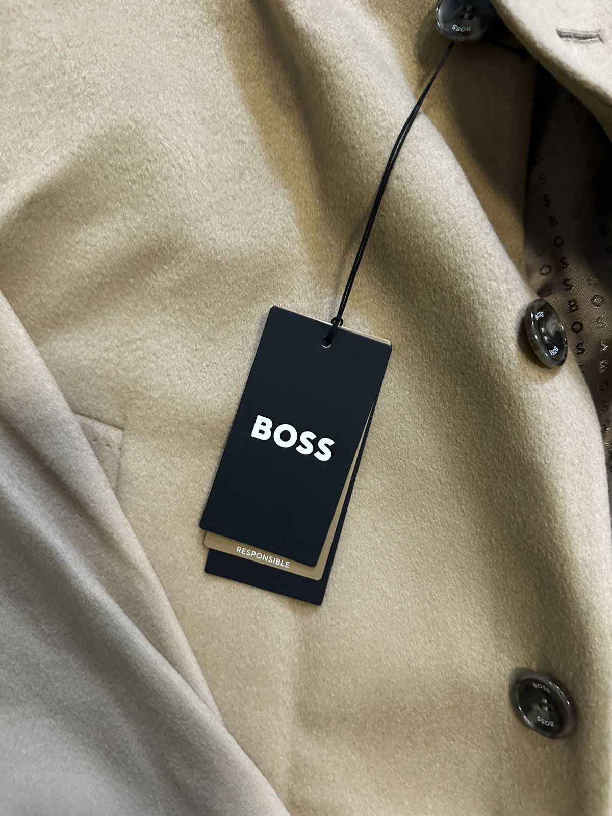Hugo Boss NWT Boss Top Coat Car Coat Camel Size US L / EU 52-54 / 3 - 3 Thumbnail