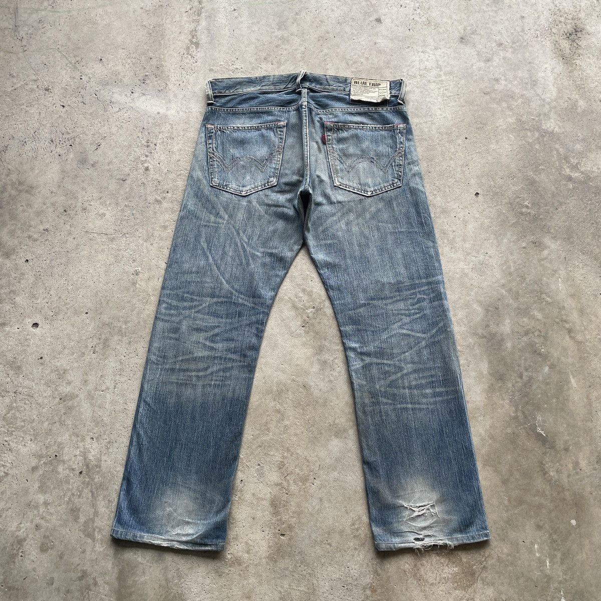 Japanese Brand W37 Vintage Edwin Faded Distressed Jeans Baggy Denim Pants Size US 37 - 2 Thumbnail