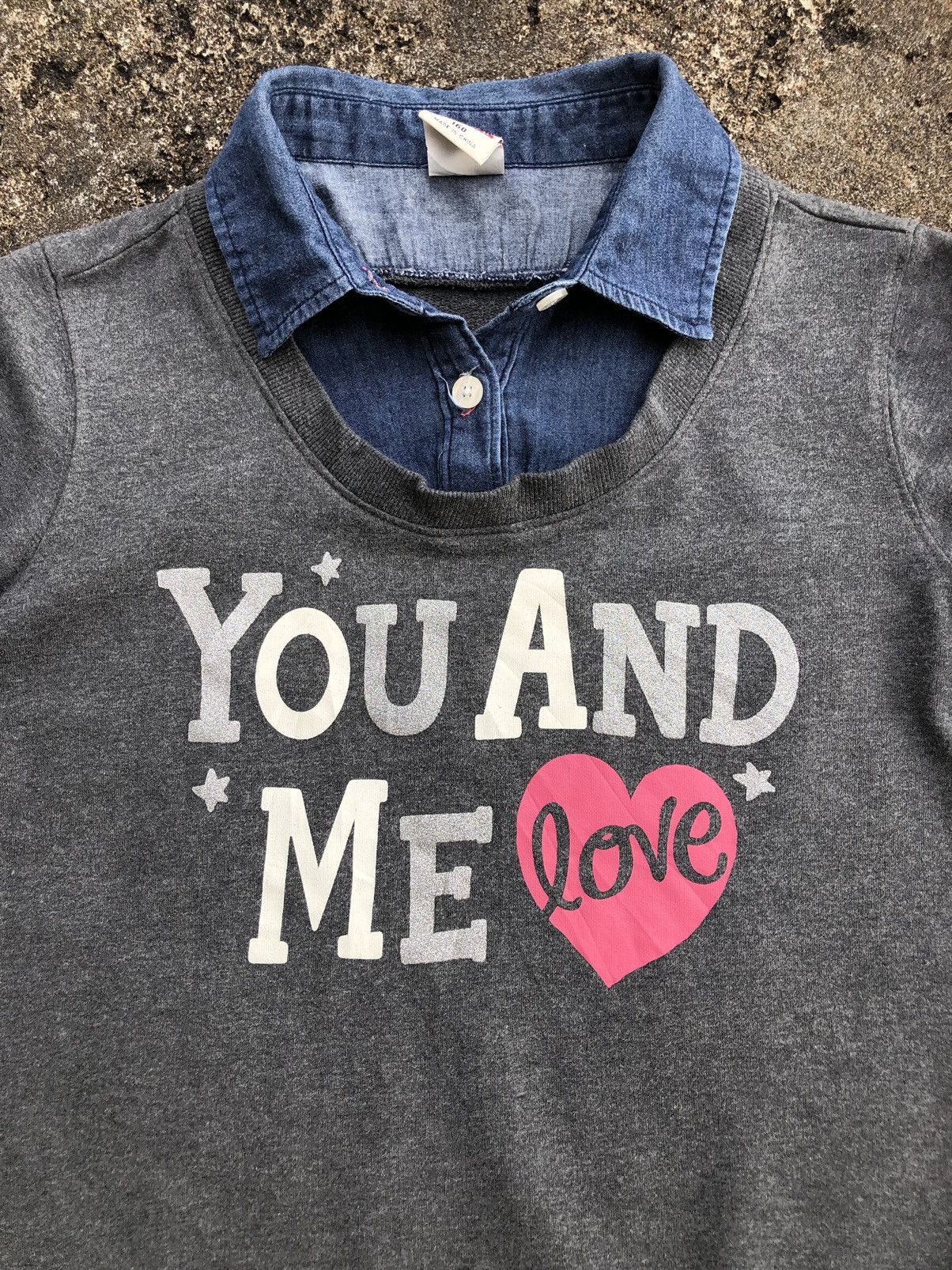 Japanese Brand USALL Double Layer Sweatshirt Denim Lovely Poem You and Me 🩷 Size M / US 6-8 / IT 42-44 - 18 Thumbnail
