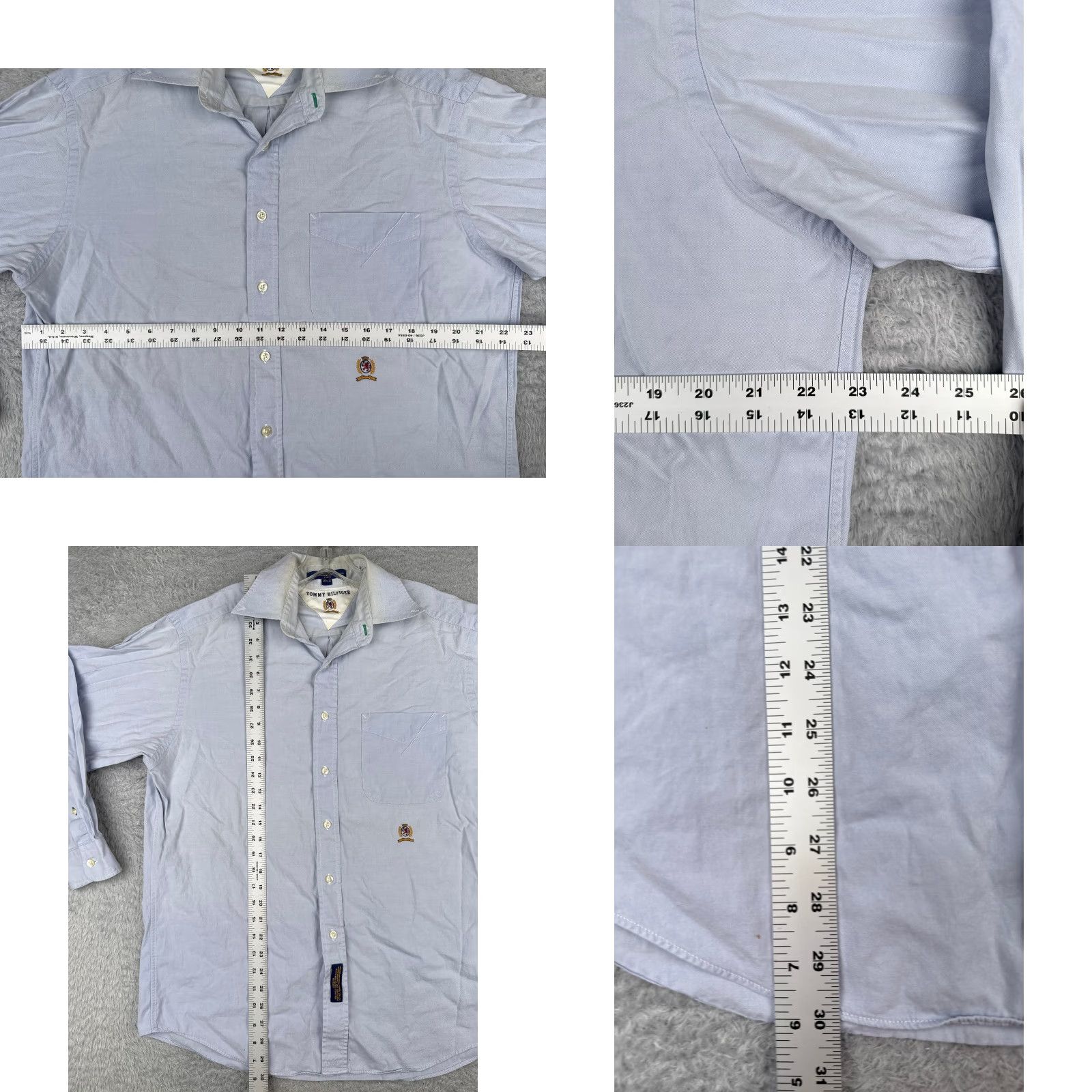 Tommy Hilfiger Tommy Hilfiger Shirt Men 15.5-32 Blue Button Up Long Sleeve Crest Cotton Read Size US M / EU 48-50 / 2 - 8 Thumbnail