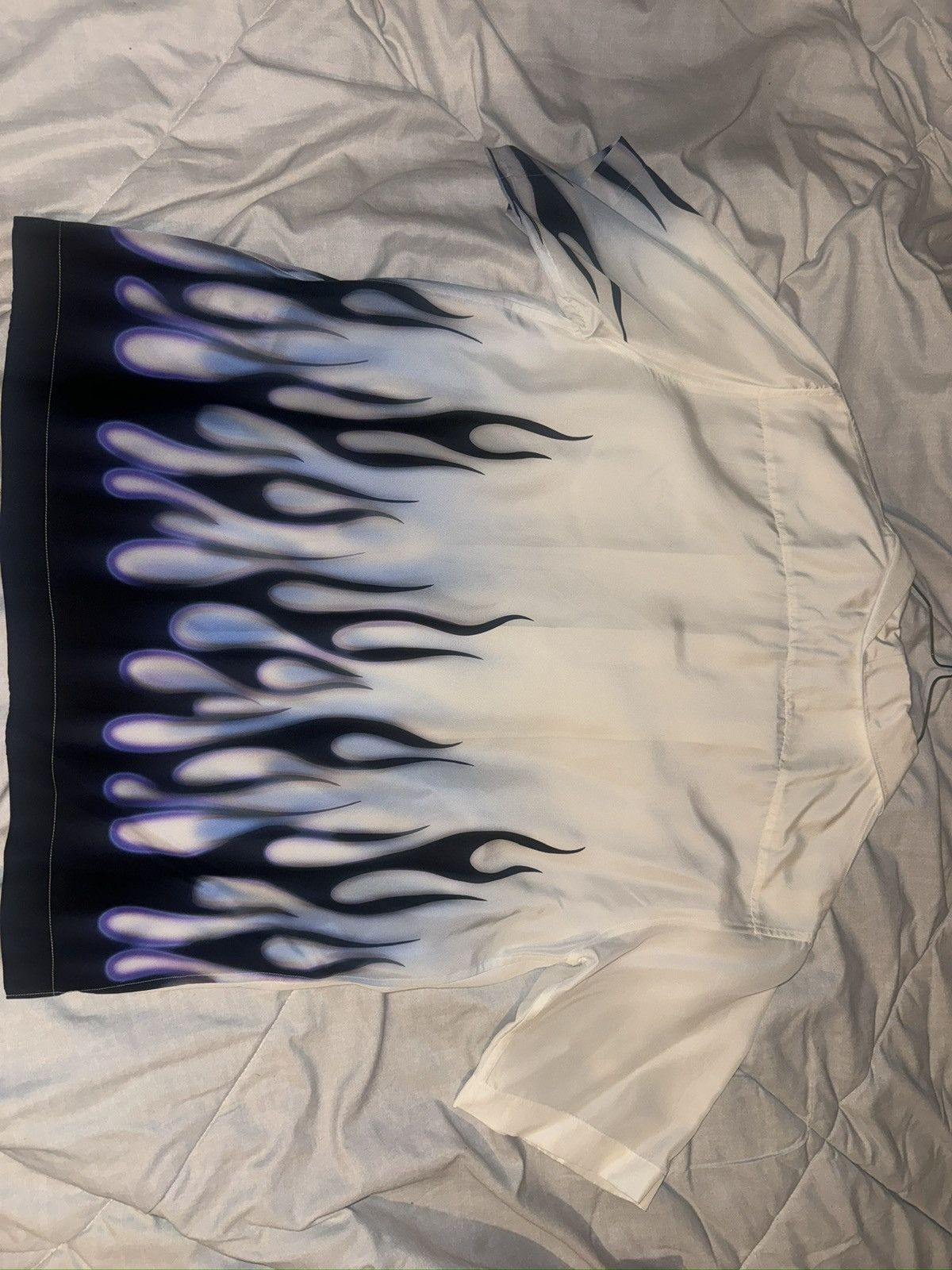 Prada Prada double match box silk shirt white W/ blue flames Size US S / EU 44-46 / 1 - 18 Thumbnail