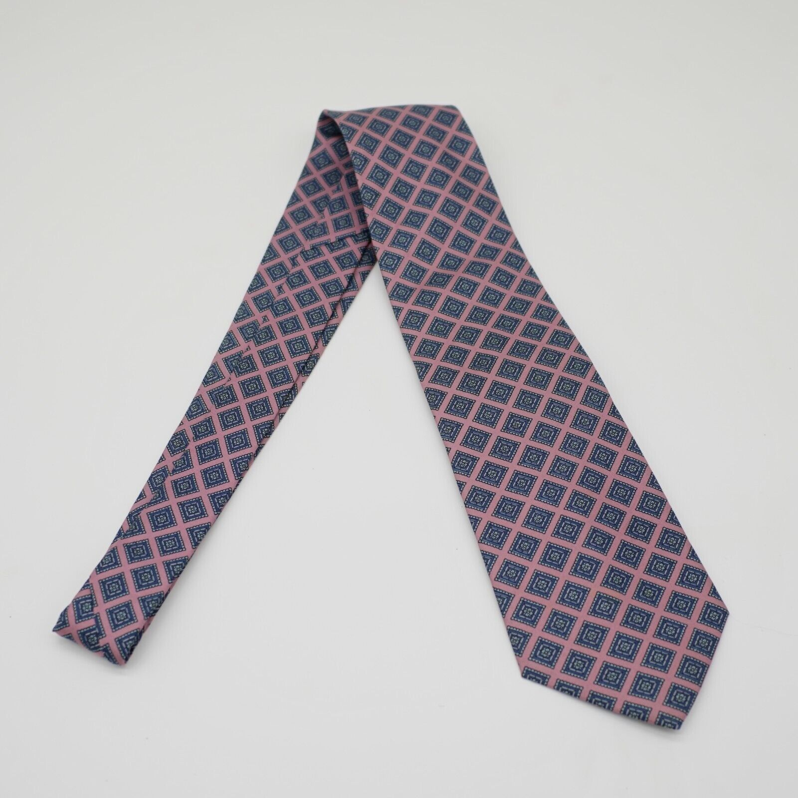 Bert Pulitzer Bert Pulitzer Pink Blue Geometric Print Short Silk Tie Size ONE SIZE - 5 Thumbnail