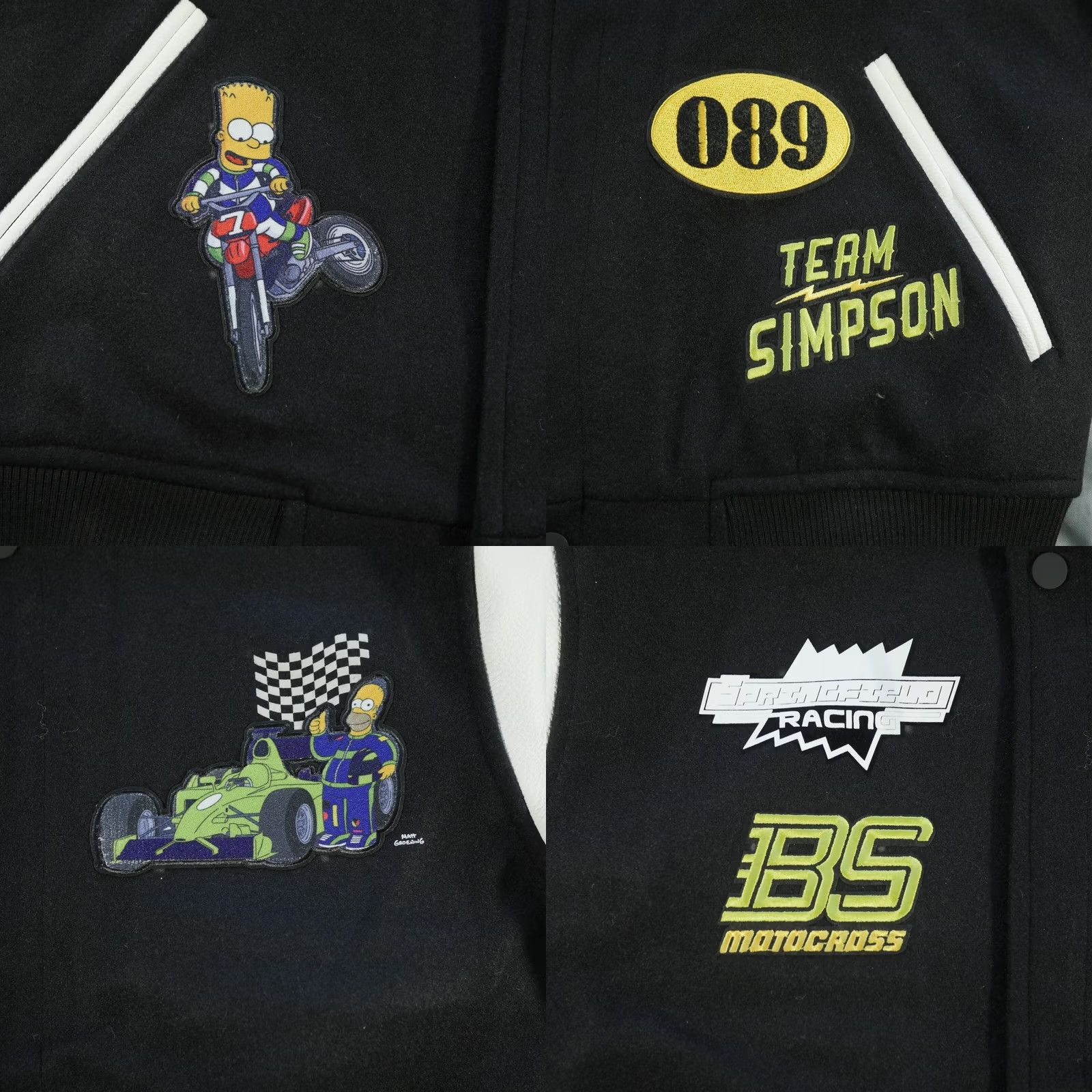 Vintage The Simpsons Jacket Mens Large Black Varsity Bomber Zip Big Letter Freeze Homer Bart Logo Pocket Size US L / EU 52-54 / 3 - 8 Thumbnail