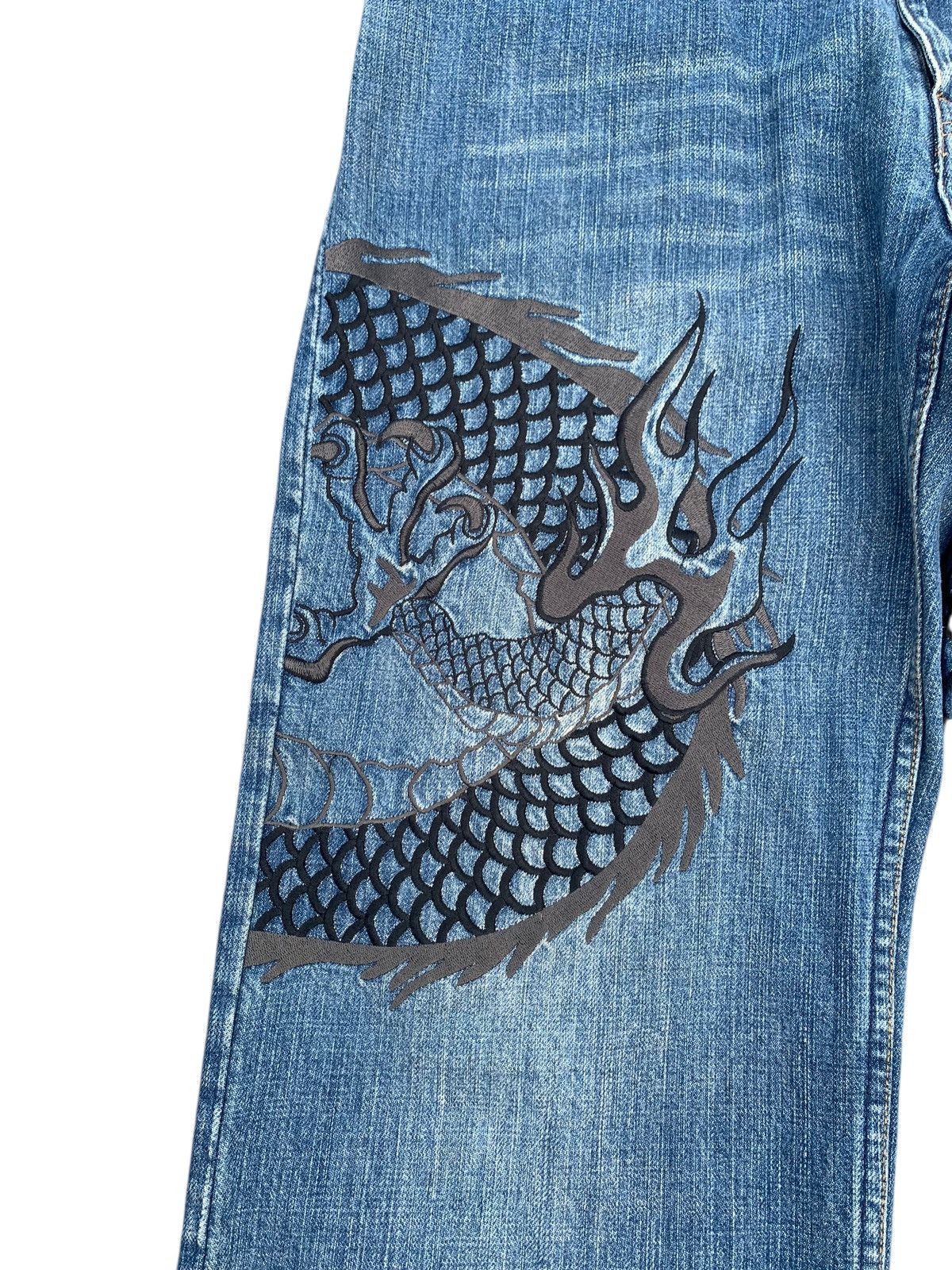 Kapital KARAKURI TAMASHI DRAGON EMBROIDERY JAPANESE SUKAJAN DENIM Size US 34 / EU 50 - 11 Thumbnail