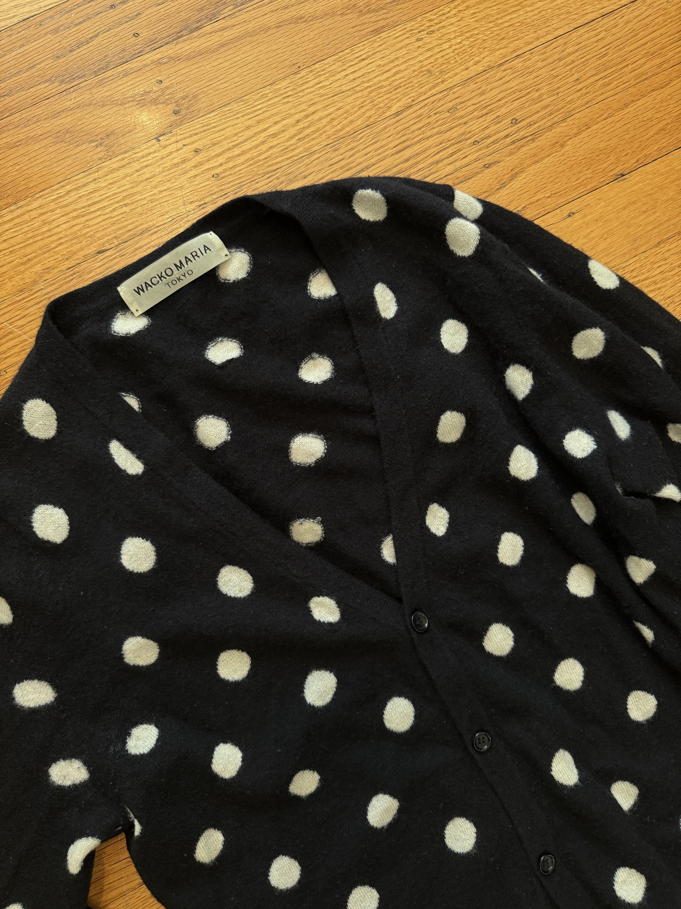 Wacko Maria Black/White Polka Dot Cashmere Cardigan Size US M / EU 48-50 / 2 - 2 Thumbnail