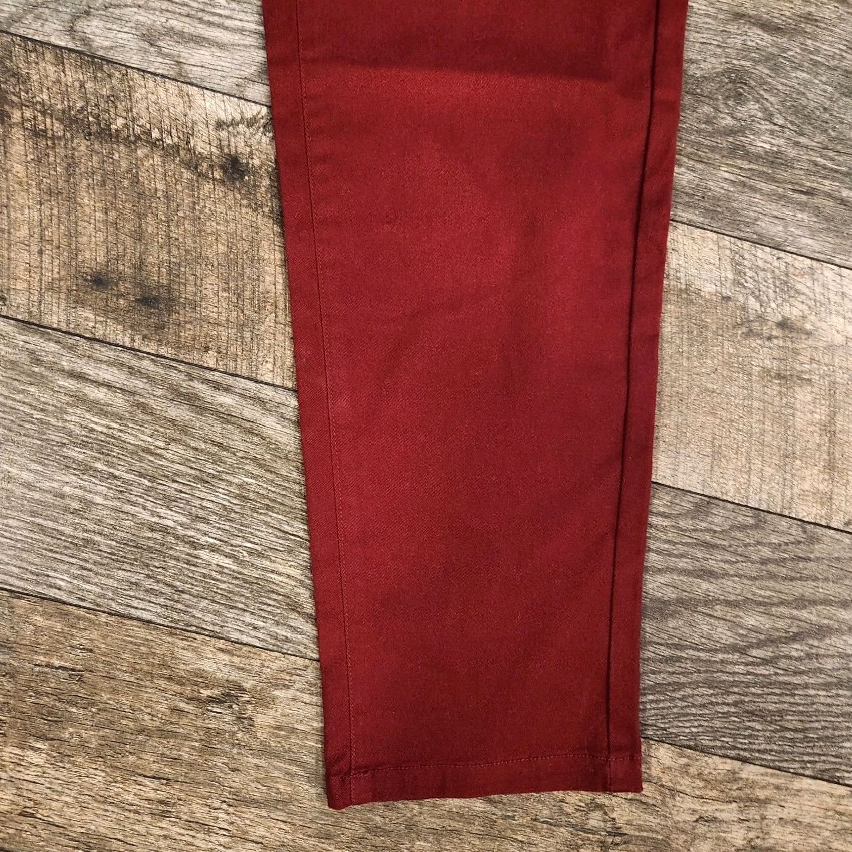 Vintage Plaid & Plain Chino Pants Mens 29x30 Skinny Stretchy Burgundy Red NWT Size US 29 - 2 Thumbnail