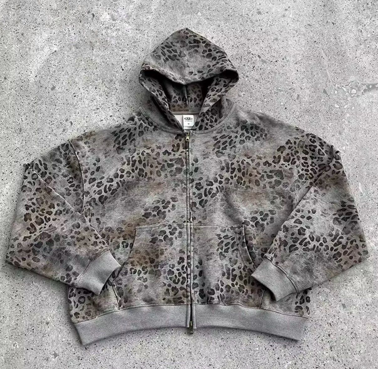 Other Leopard Streetwear Grey Zip Loose Hoodie Size US L / EU 52-54 / 3 - 1 Thumbnail