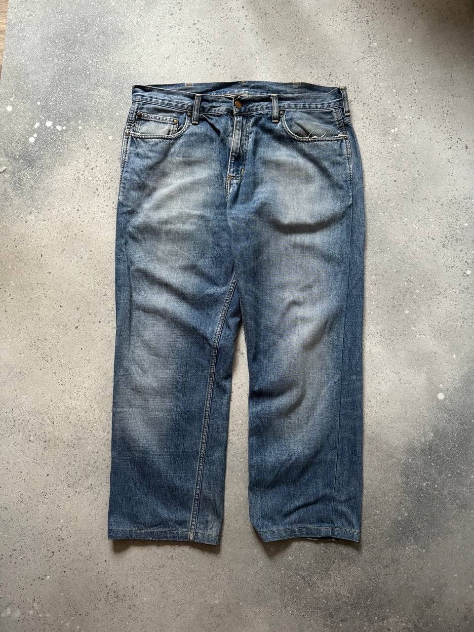 Carhartt 90s Carhartt USA Vintage Wide Leg Blue Washed Denim Jeans Size US 33 - 3 Thumbnail