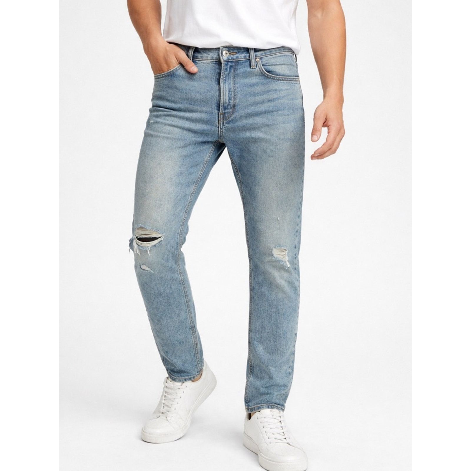 Levi's Levi's Light Blue Slim Straight Ripped Jeans Size US 36 / EU 52 - 1 Thumbnail