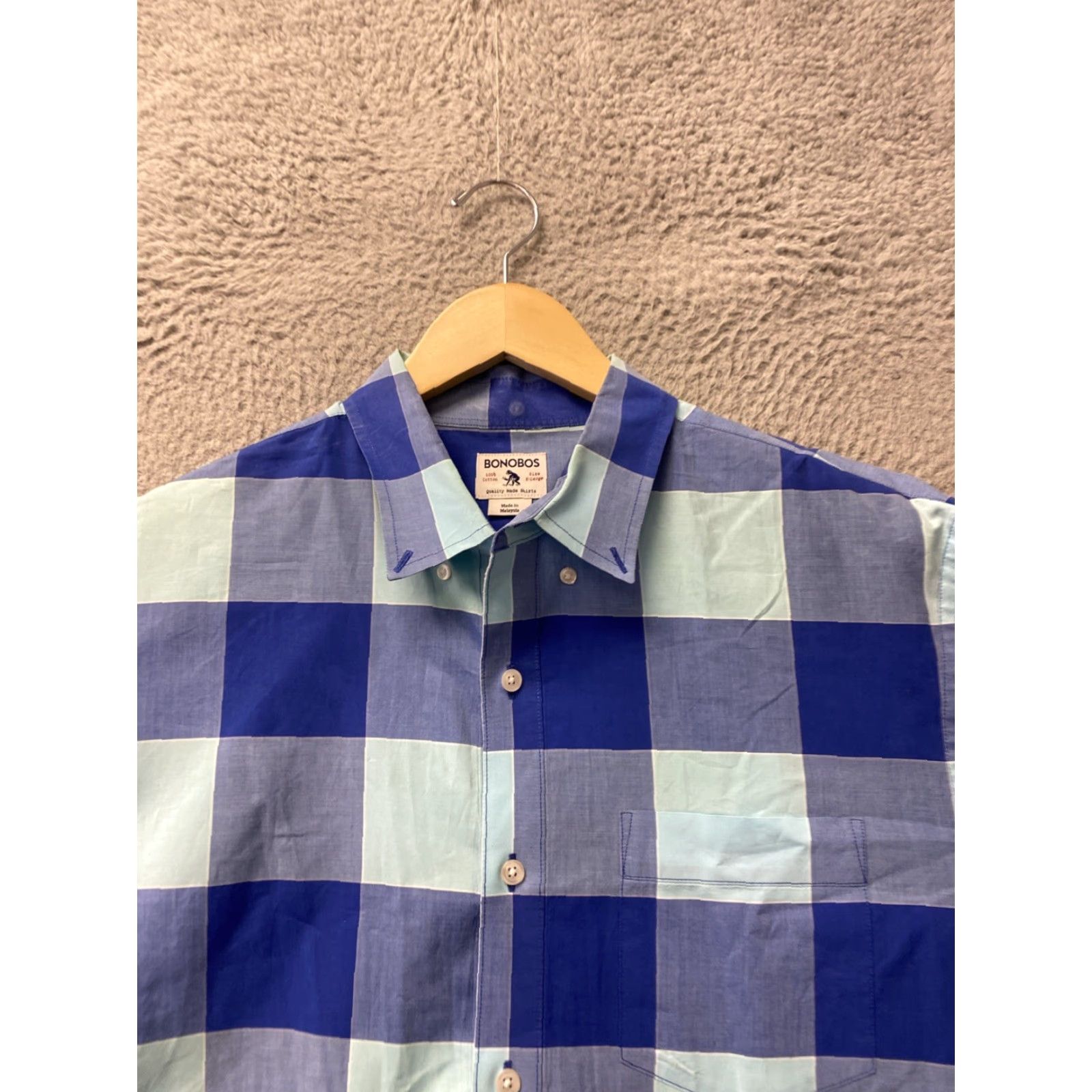 Bonobos Bonobos Shirt Mens XL blue Turquoise Plaid Cotton Casual Button-Up Collared Long Sleeve Size US XL / EU 56 / 4 - 4 Thumbnail