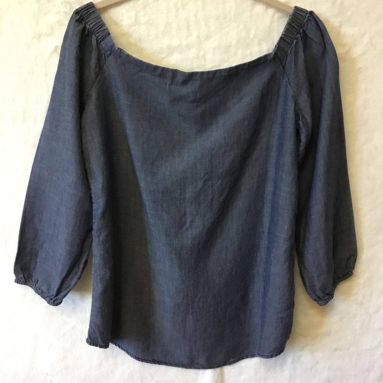 Chicos Chico's Blue Jean Square Neck Long-Sleeve Top Size XS / US 0-2 / IT 36-38 - 1 Thumbnail
