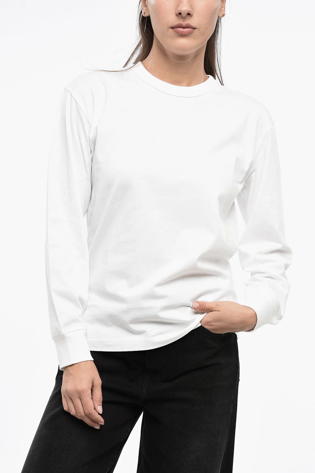 Alexander Wang og1mm0426 Solid Cotton Crewneck T-Shirt in White Size S / US 4 / IT 40 - 1 Thumbnail