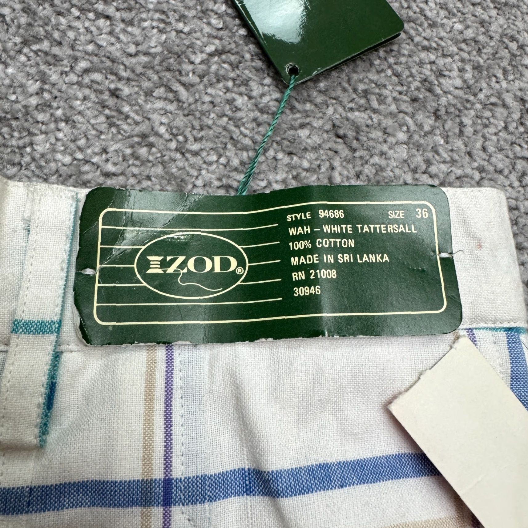 Izod VINTAGE IZOD Plaid Cotton Pants Men 36R Blue White Straight Leg Chino Casual Workwear 90s Mens NWD Size US 36 / EU 52 - 7 Thumbnail