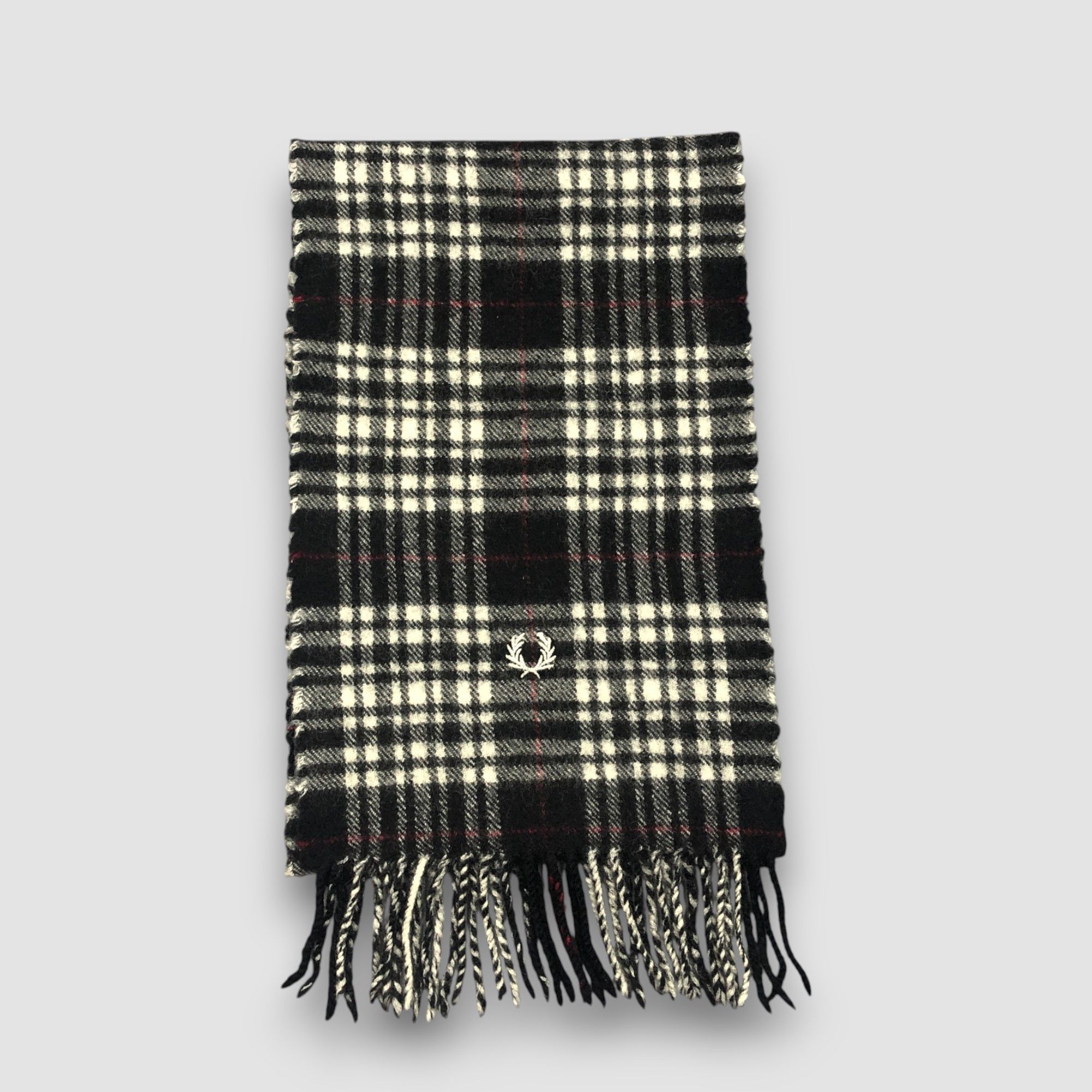 Fred Perry Vintage Fred Perry Scarf Muffler Wool Tartan Plaid Scarves Size ONE SIZE - 3 Thumbnail