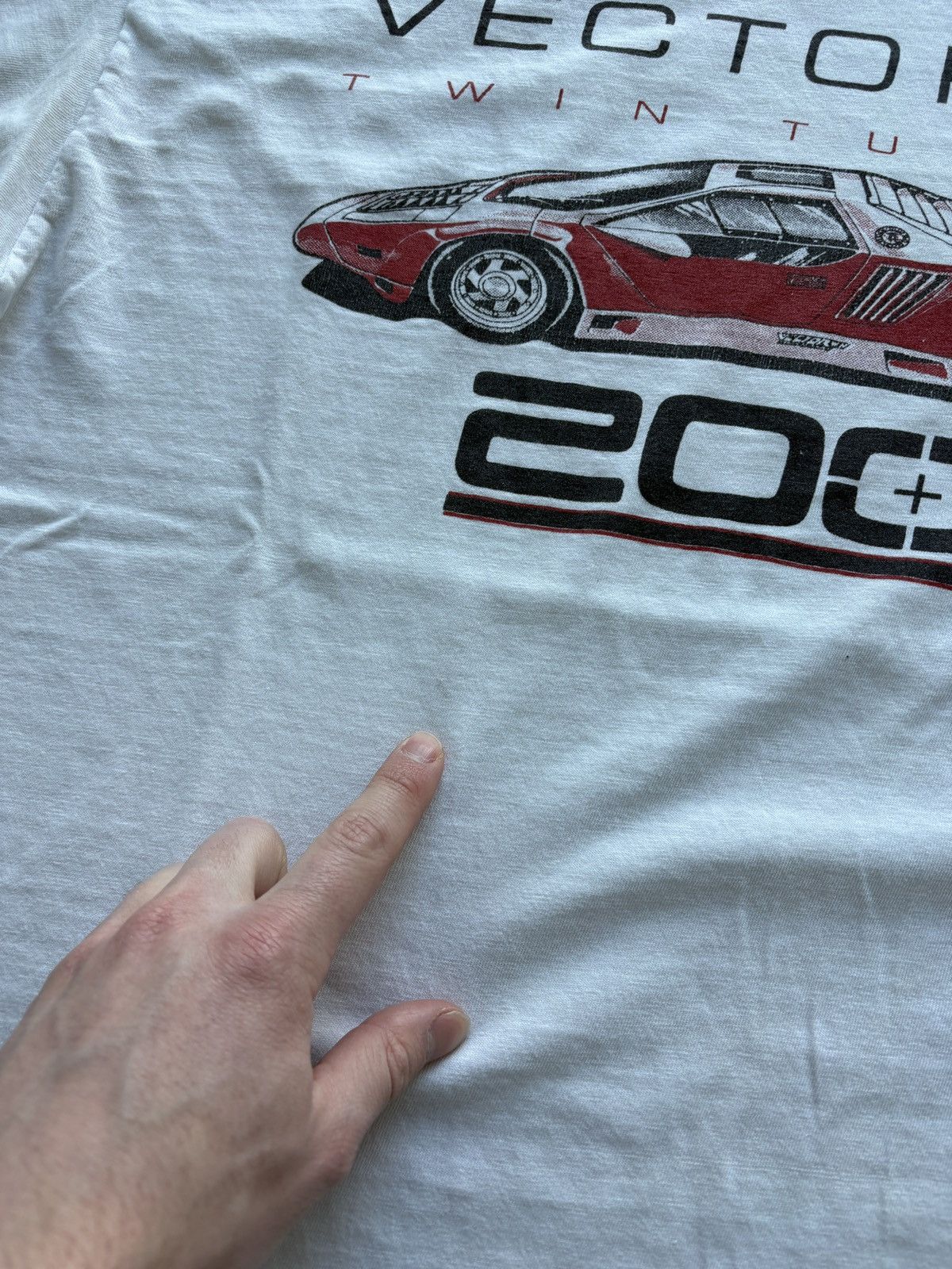 Vintage Vintage 1980s Vector W8 Twin Turbo Graphic Tee Hanes Beefy Size US L / EU 52-54 / 3 - 8 Thumbnail