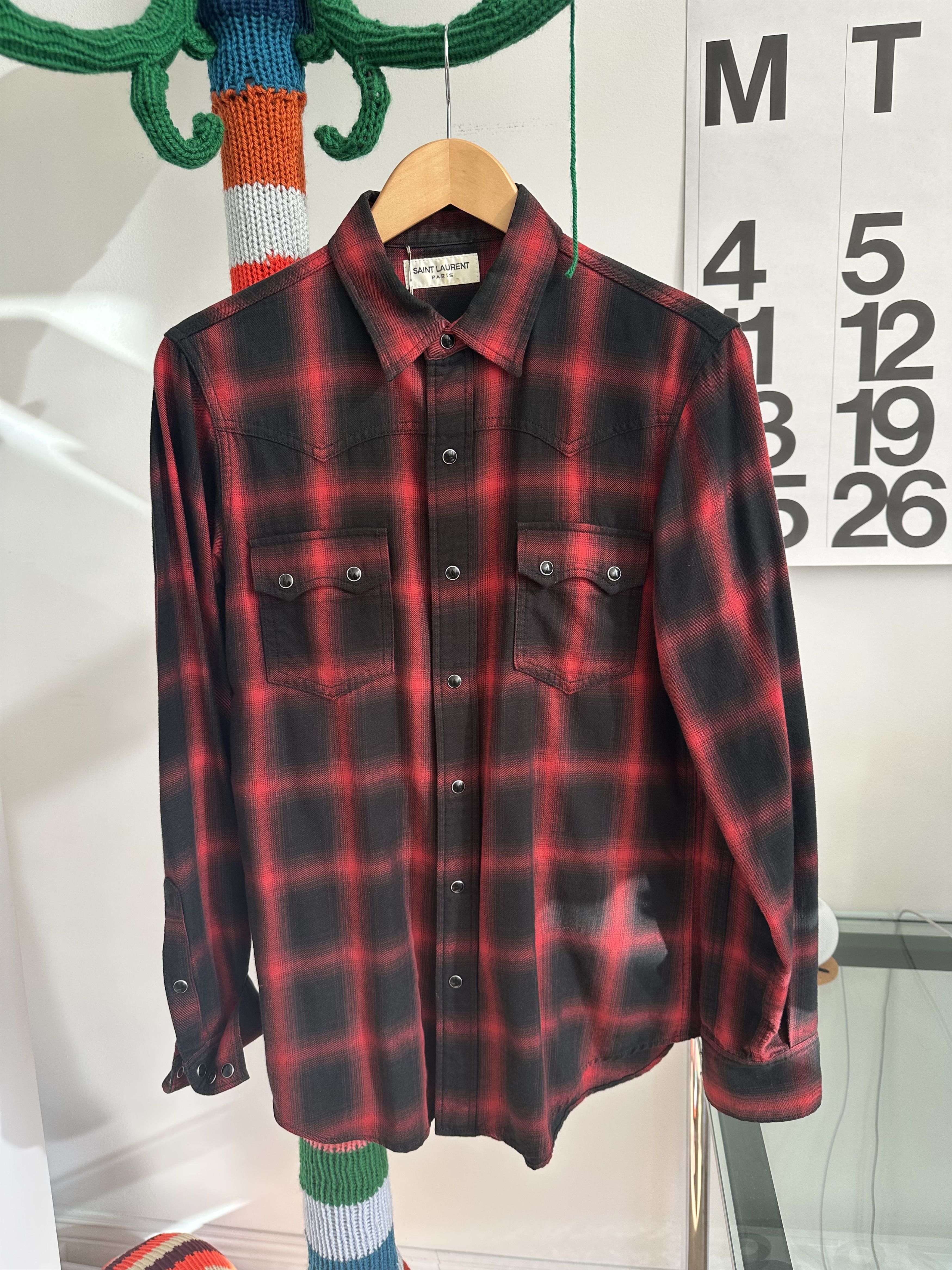 SAINT LAURENT AW16 オンブレチェックシャツ エディ サンローランパリ