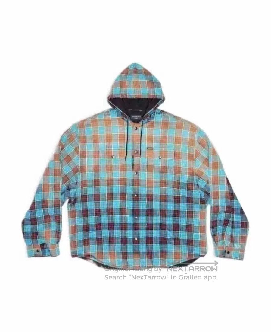 Balenciaga Balenciaga Blue Gradient Checkered Jacket. Size XXS / US 00 / IT 34 - 1 Thumbnail