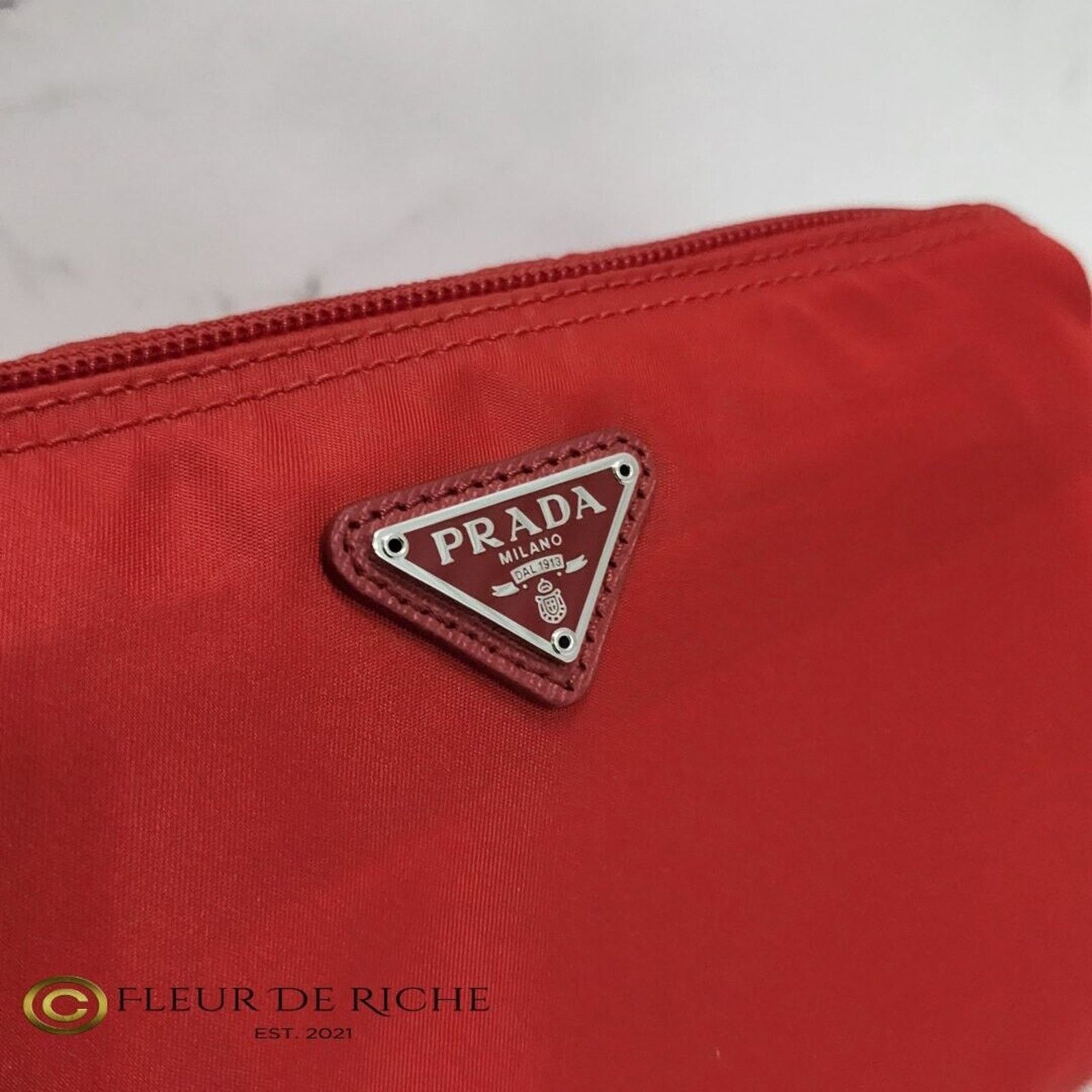 Prada Prada Necessaire Tessuto Small Toiletry Clutch Case Red Size ONE SIZE - 3 Thumbnail
