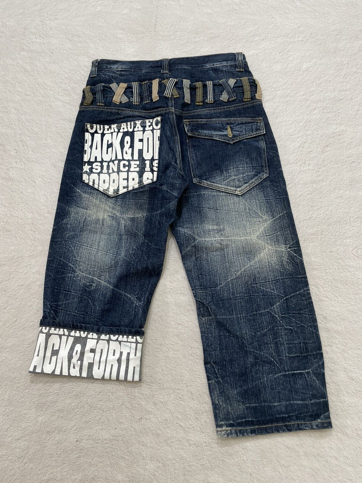 Japanese Brand 2000s Jorts Double Waist Faded Print Y2K Size US 29 - 2 Thumbnail