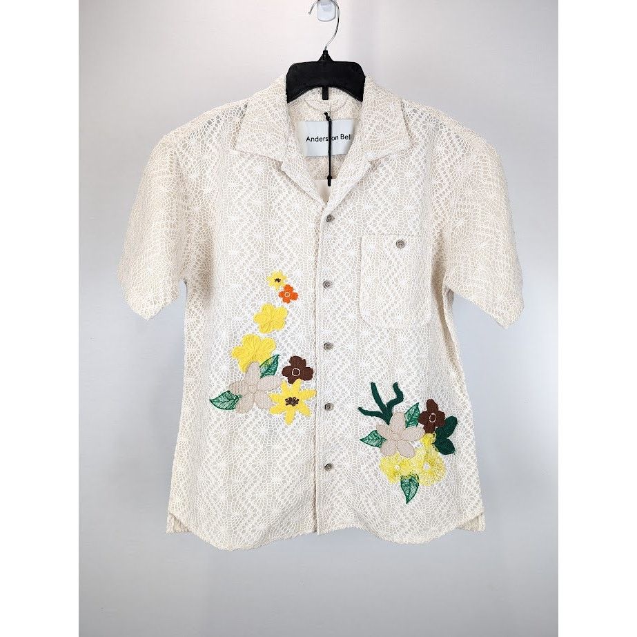 Andersson Bell o1rshd1 Flower Embroidery Open Collar Shirt in White Size US M / EU 48-50 / 2 - 3 Thumbnail