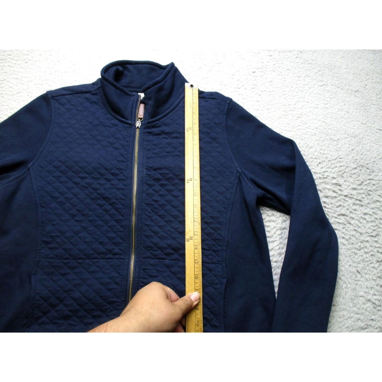 Vintage LL Bean Womens Medium Blue Quilted Knit Jacket Casual Layering Size M / US 6-8 / IT 42-44 - 4 Thumbnail