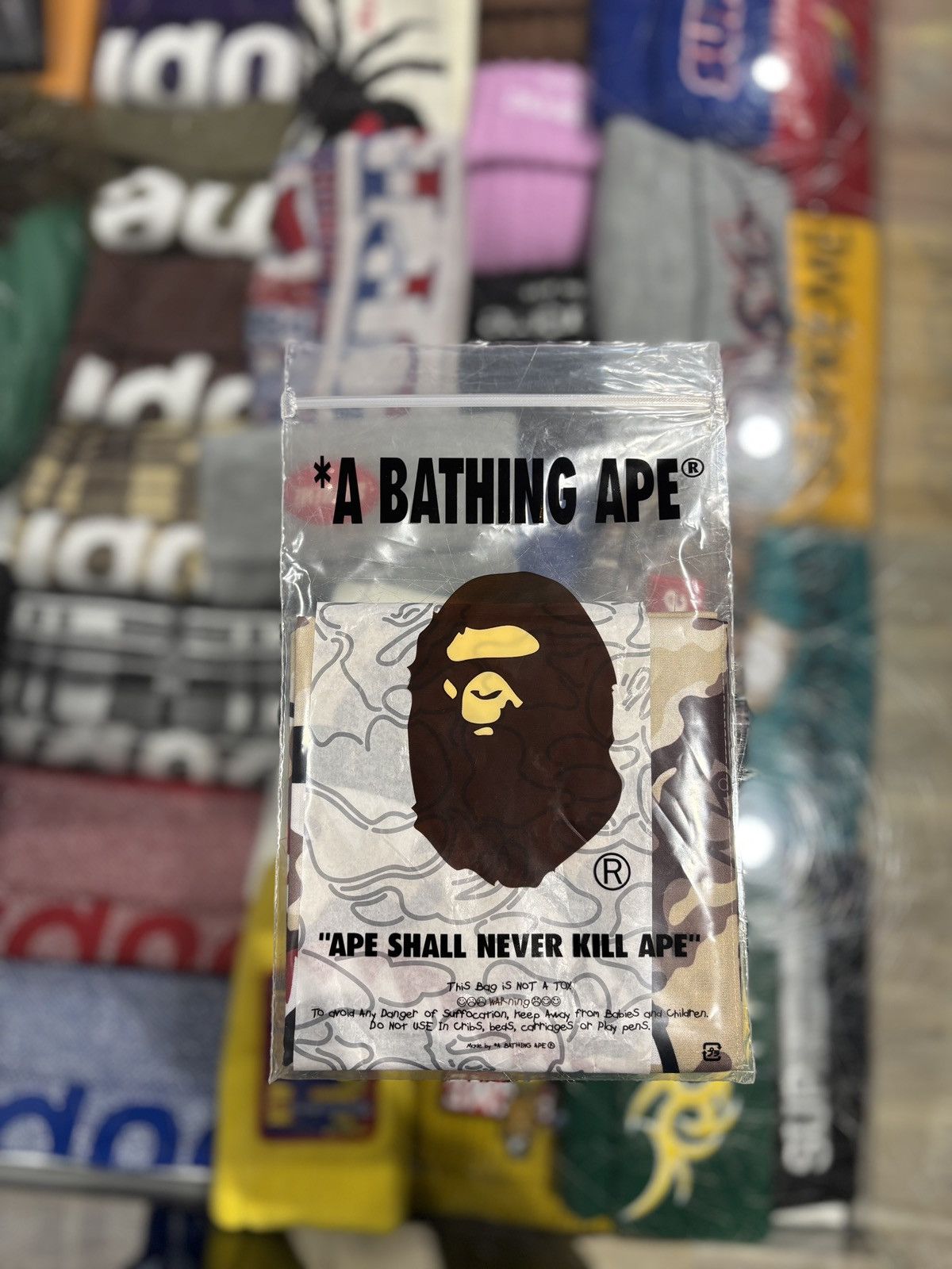 Bape × October's Very Own BAPE x OVO Woodland Camo Shark Bandana Beige Size ONE SIZE - 7 Thumbnail