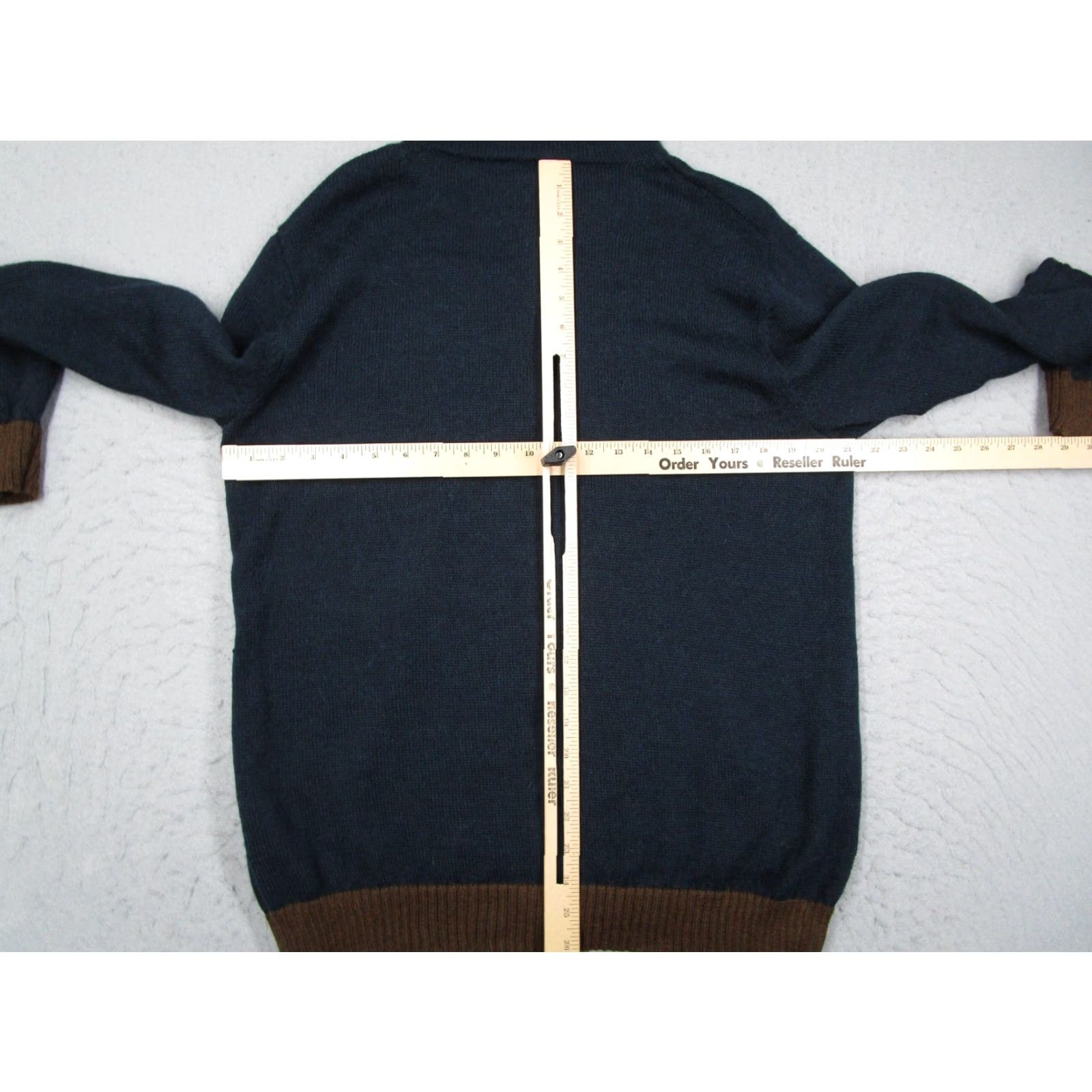 Vintage NOVICA Sweater Men L Blue Brown Full Zip Mock Neck Alpaca Blend Cable Knit Size US L / EU 52-54 / 3 - 5 Thumbnail