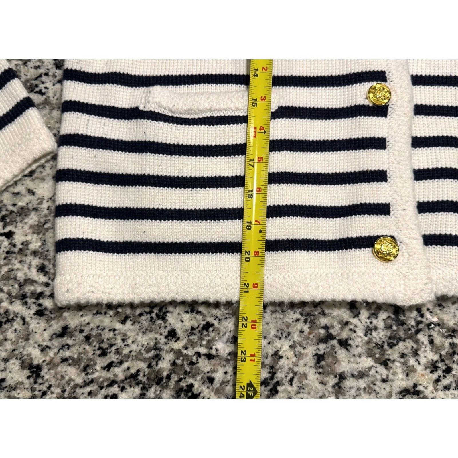 Vintage VINTAGE Hyacinth House Maybourne Cardigan White Striped Gold Button XL Women Sweater Size XL / US 12-14 / IT 48-50 - 4 Thumbnail