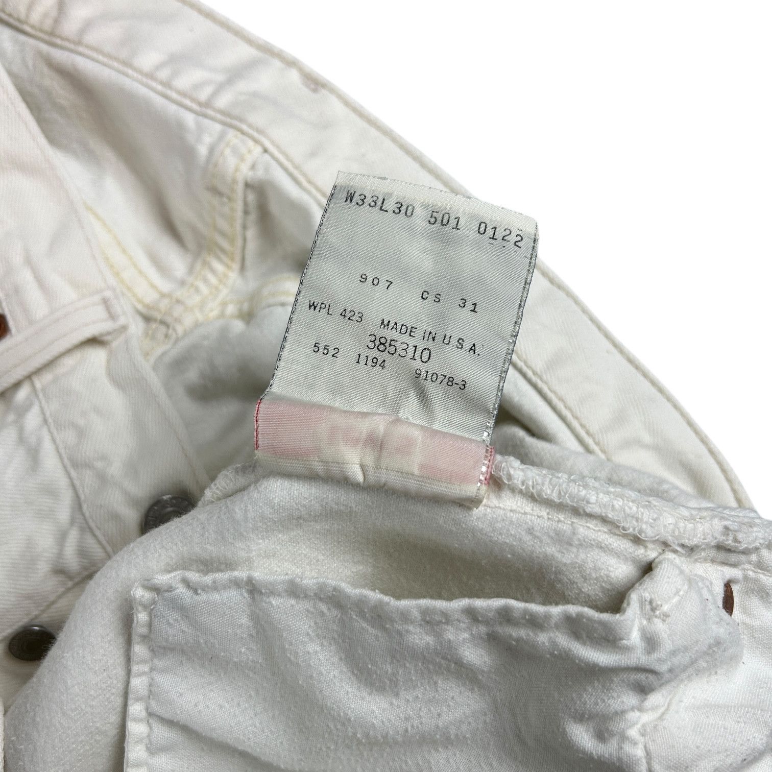 Levi's Vintage 90s Levi's 501 USA White Slim Straight Denim W33L30 Size US 33 - 6 Thumbnail