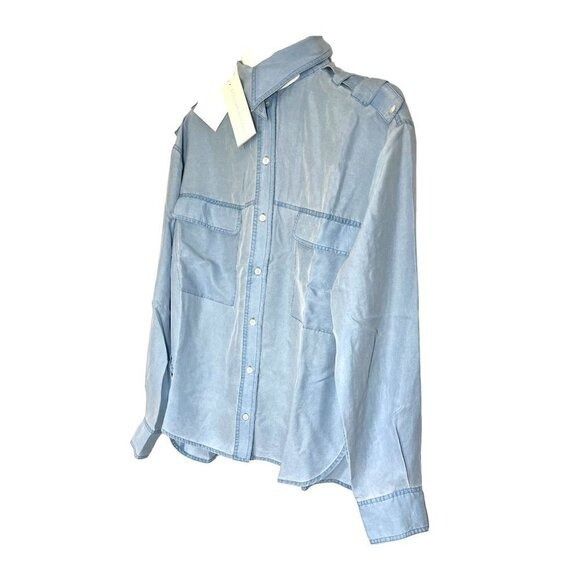 Stella McCartney Stella McCartney Womens Blue Silk Collared Long Sleeve Butto Size L / US 10 / IT 46 - 5 Thumbnail