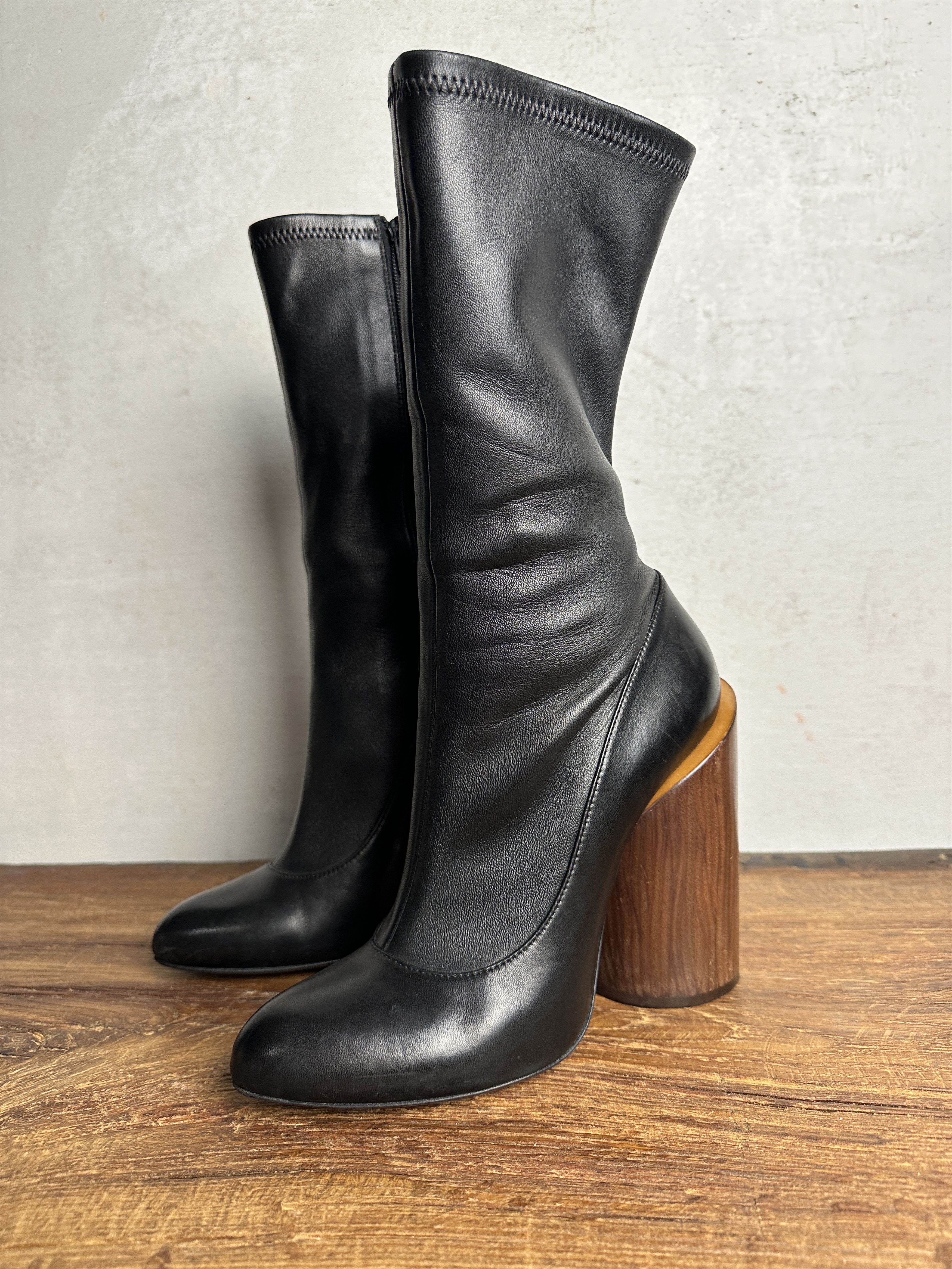 Givenchy GIVENCHY FW15 Black Leather Wooden Heel Show Boots Size US 8 / IT 38 - 3 Thumbnail
