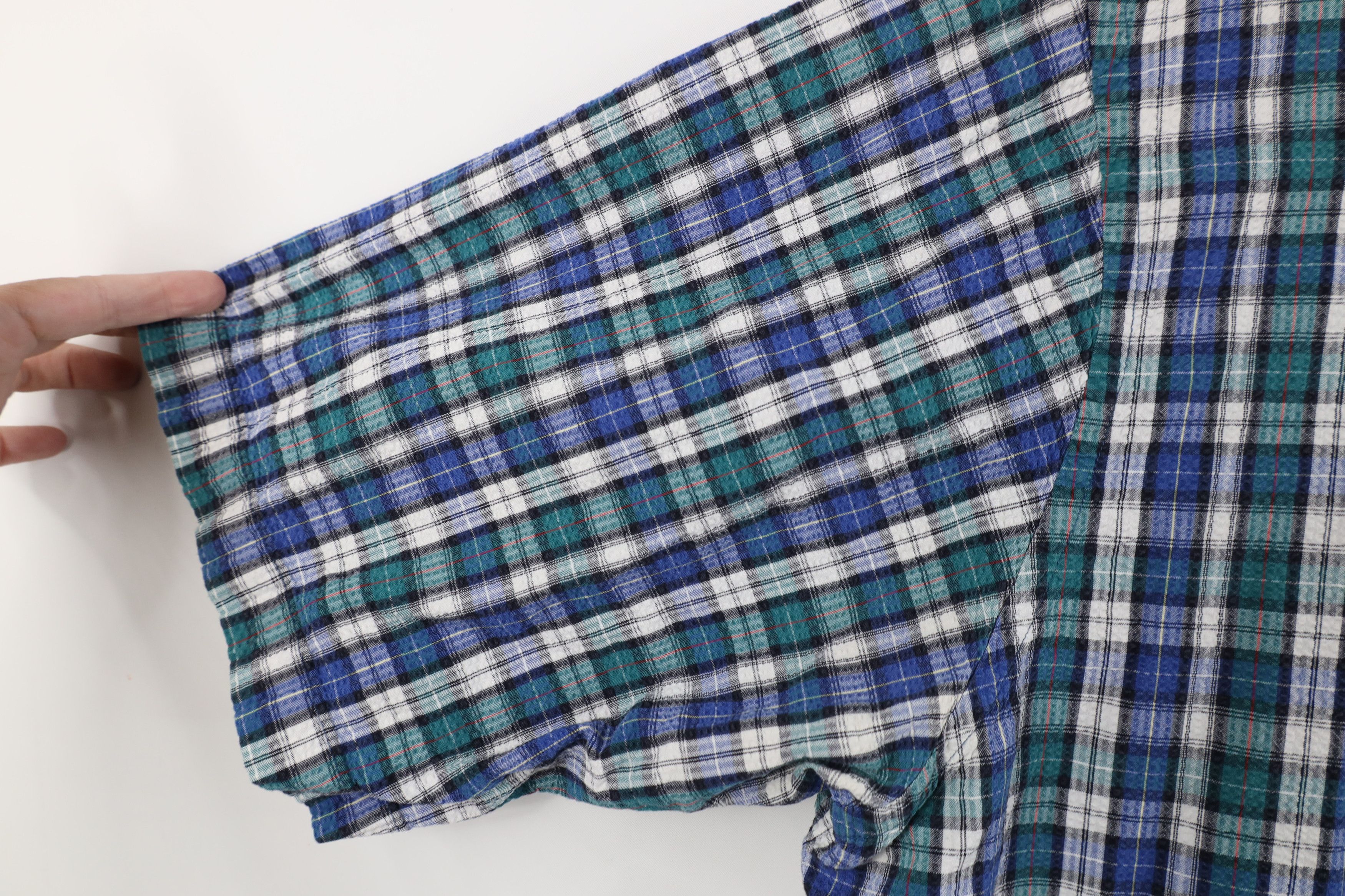 Lands' End Vintage 90s Lands End Sucker Short Sleeve Button Down Shirt Size US XL / EU 56 / 4 - 5 Thumbnail