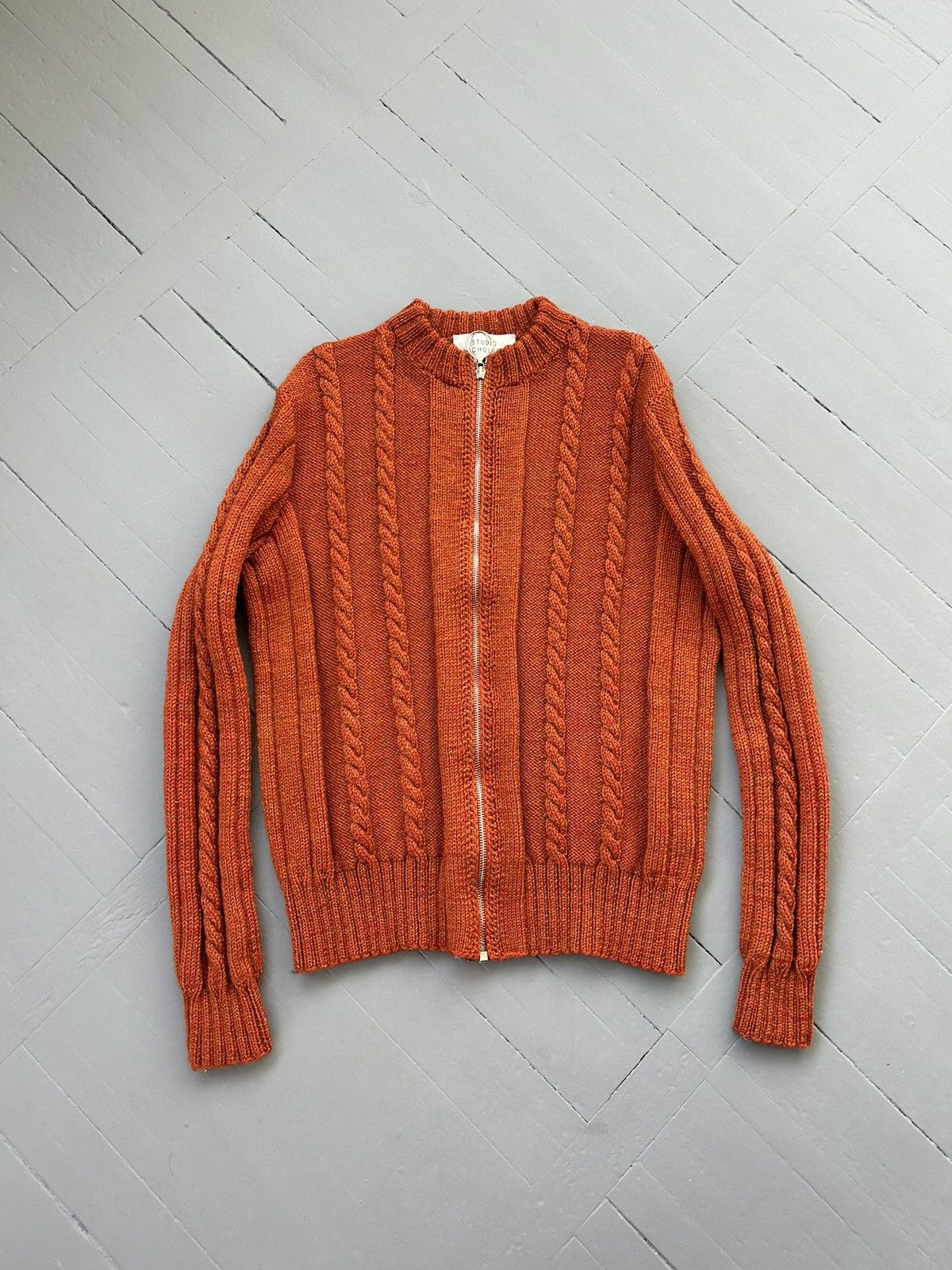 image of Studio Nicholson Knitted Zip Cardigan in Orange, Men's (Size Small)