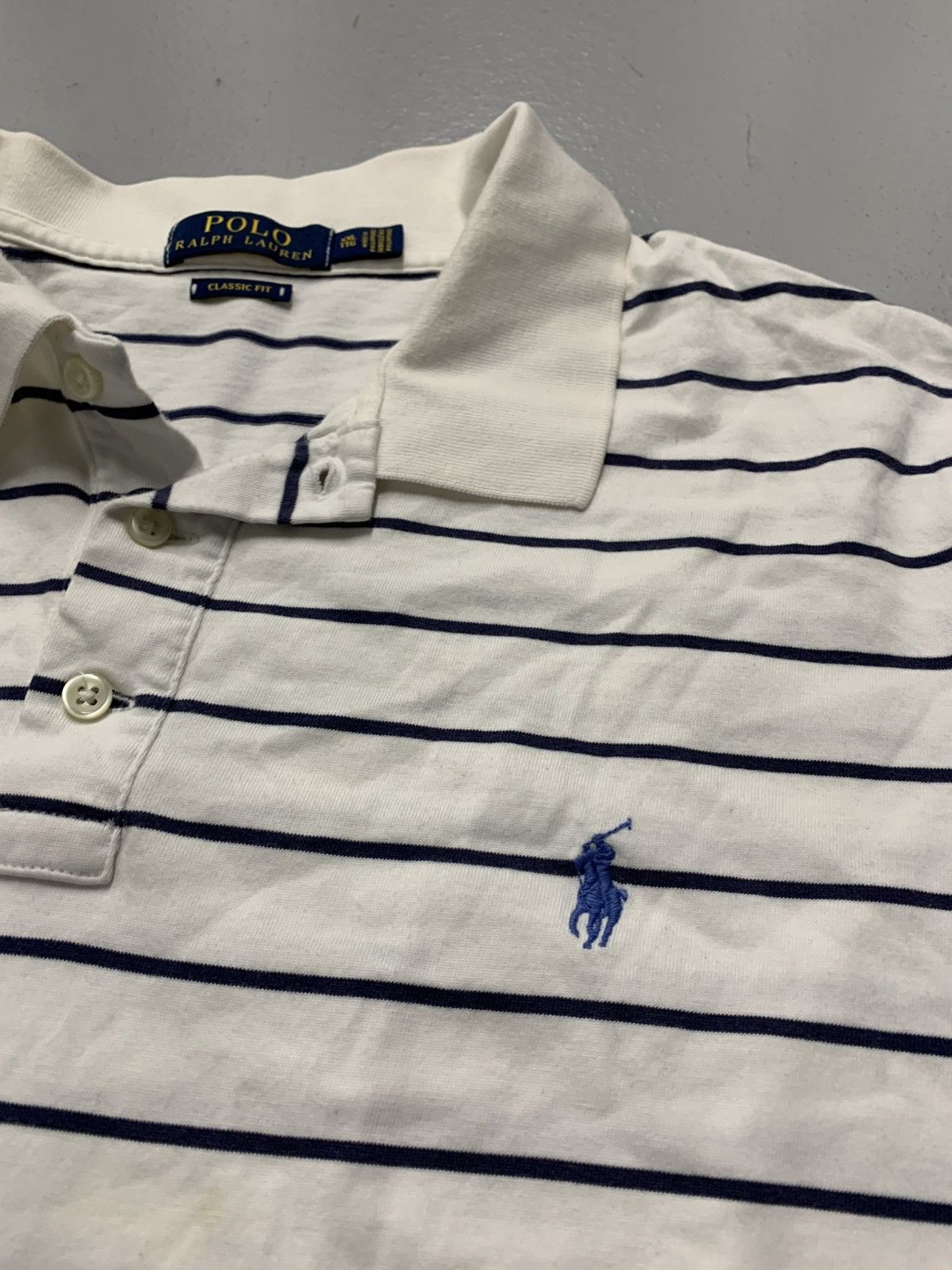 Polo Ralph Lauren Polo Ralph Lauren Navy Stripe Polo Shirt XXL Size US XXL / EU 58 / 5 - 3 Thumbnail